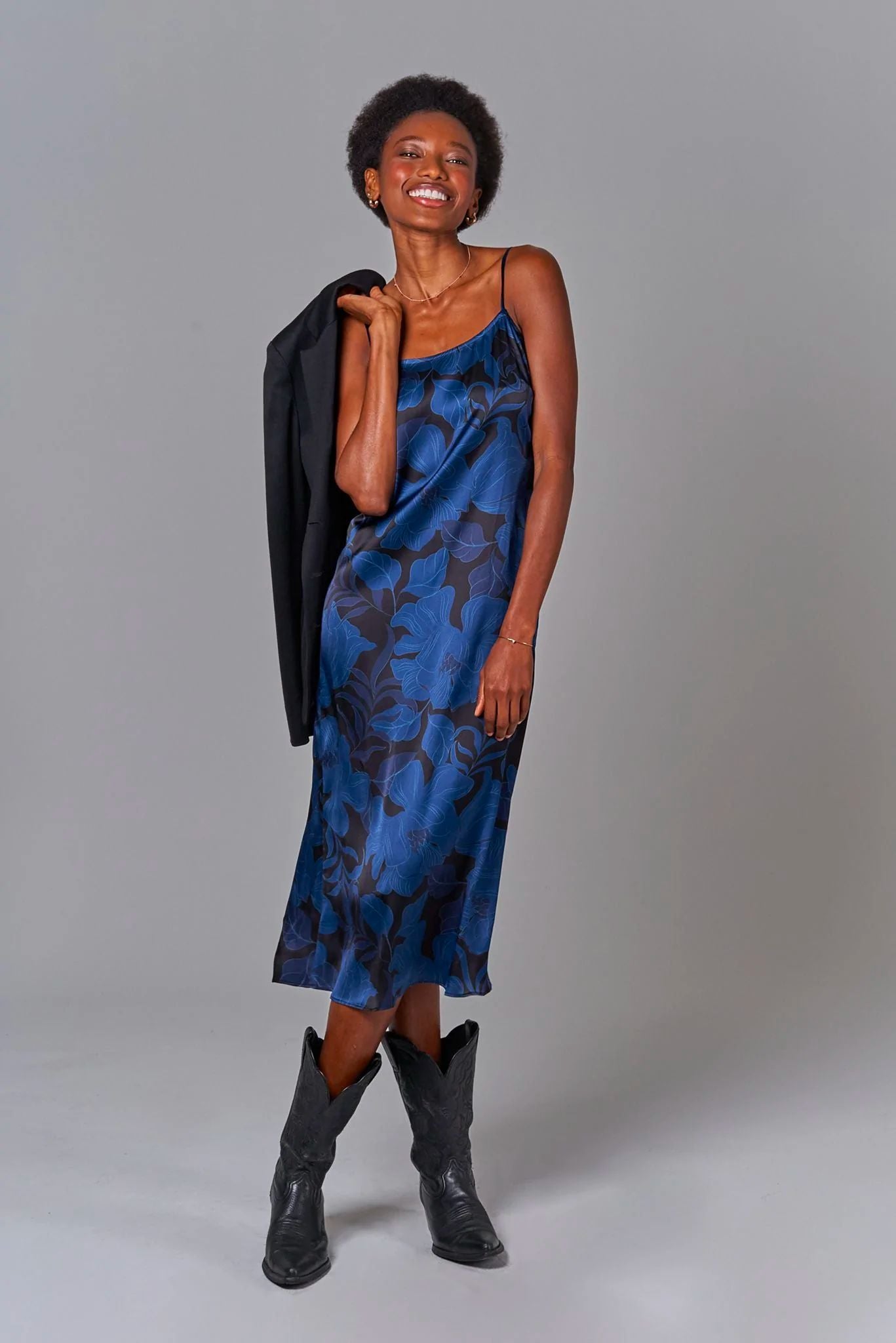Stevie Slip Dress | Midnight Peonies