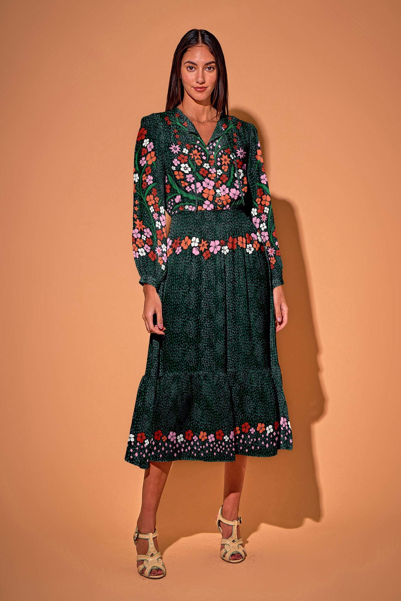 Juliette Dress | Emerald Baroque Floral