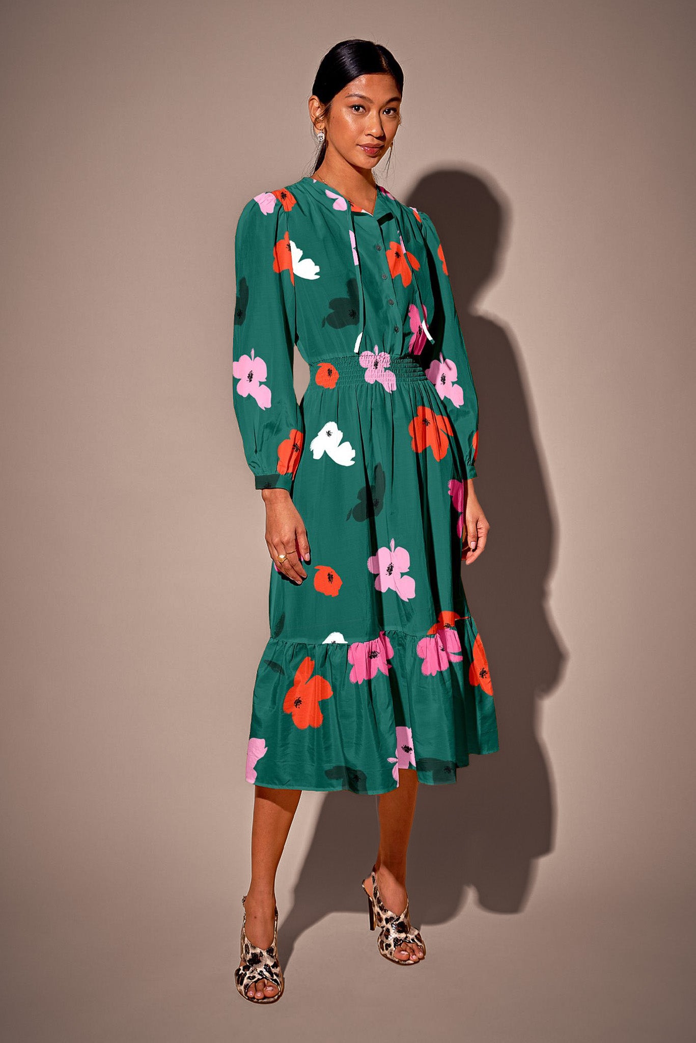 The Juliette Dress | Emerald Painted Poppies