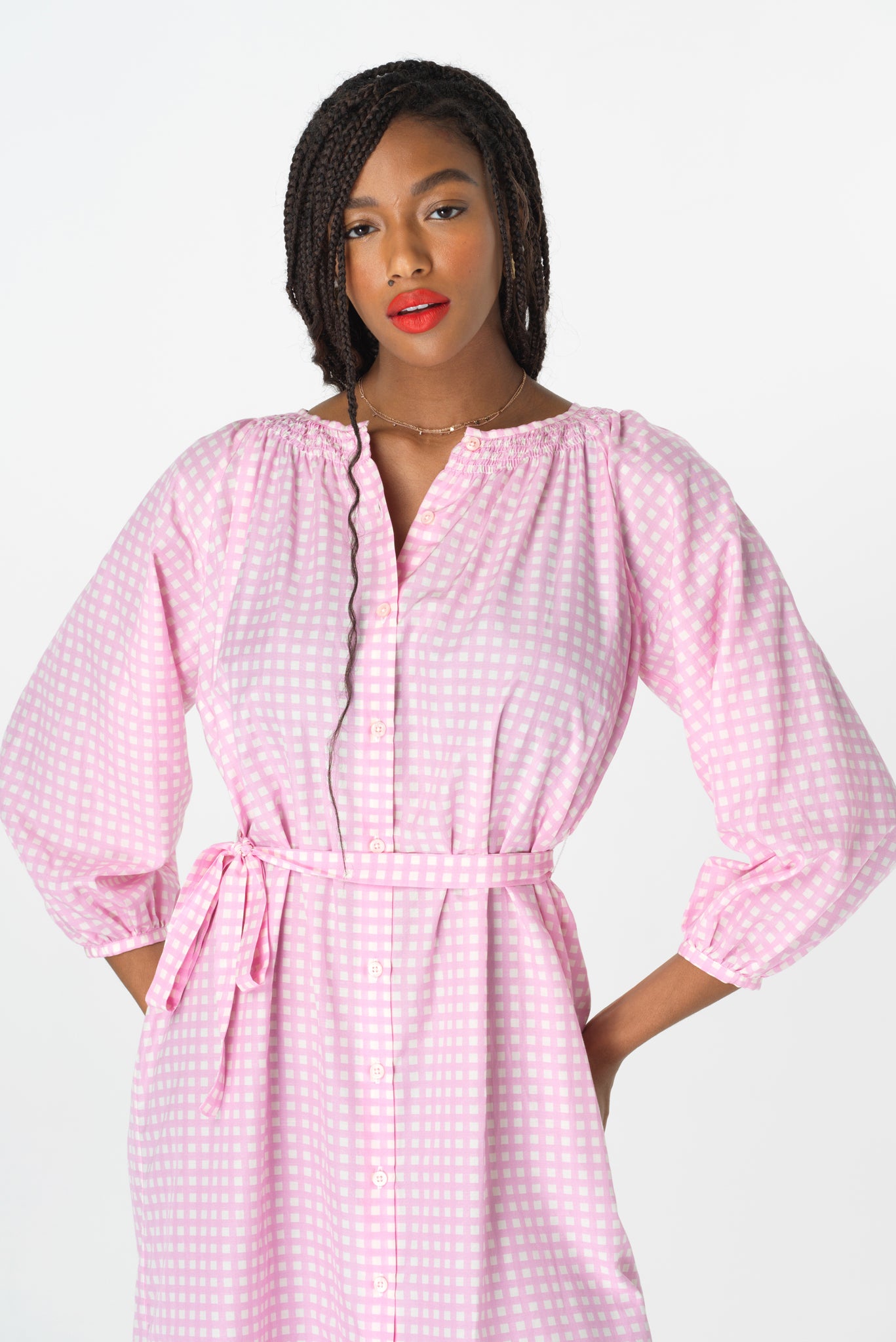 Classic Dress | Pale Pink Gingham