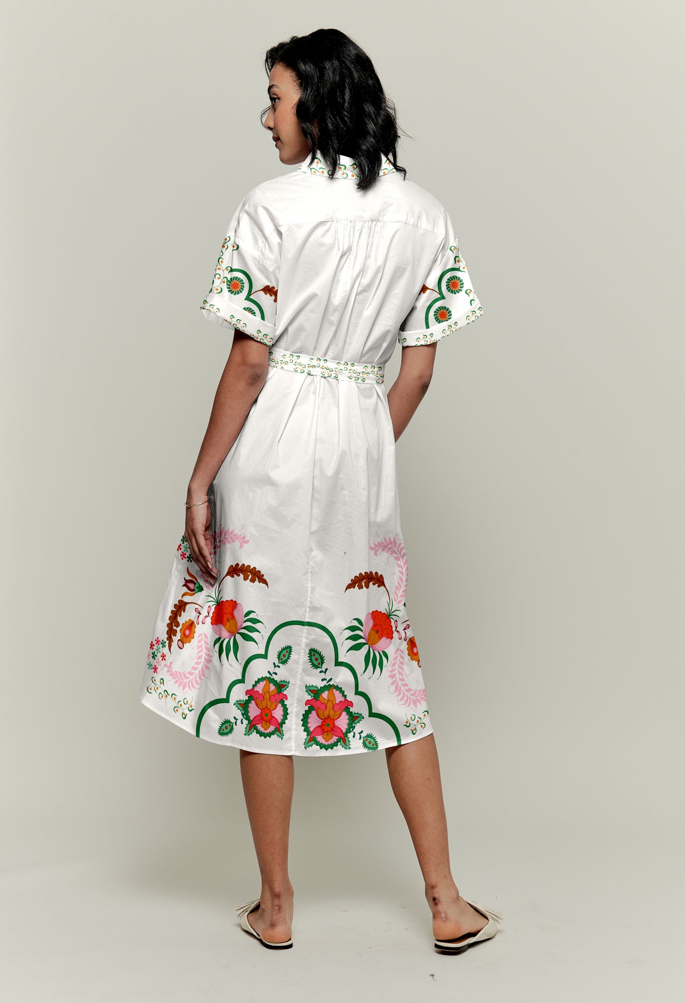 The Sarah Shirtdress | Ecru Dutch Blossoms | Pima Cotton Poplin