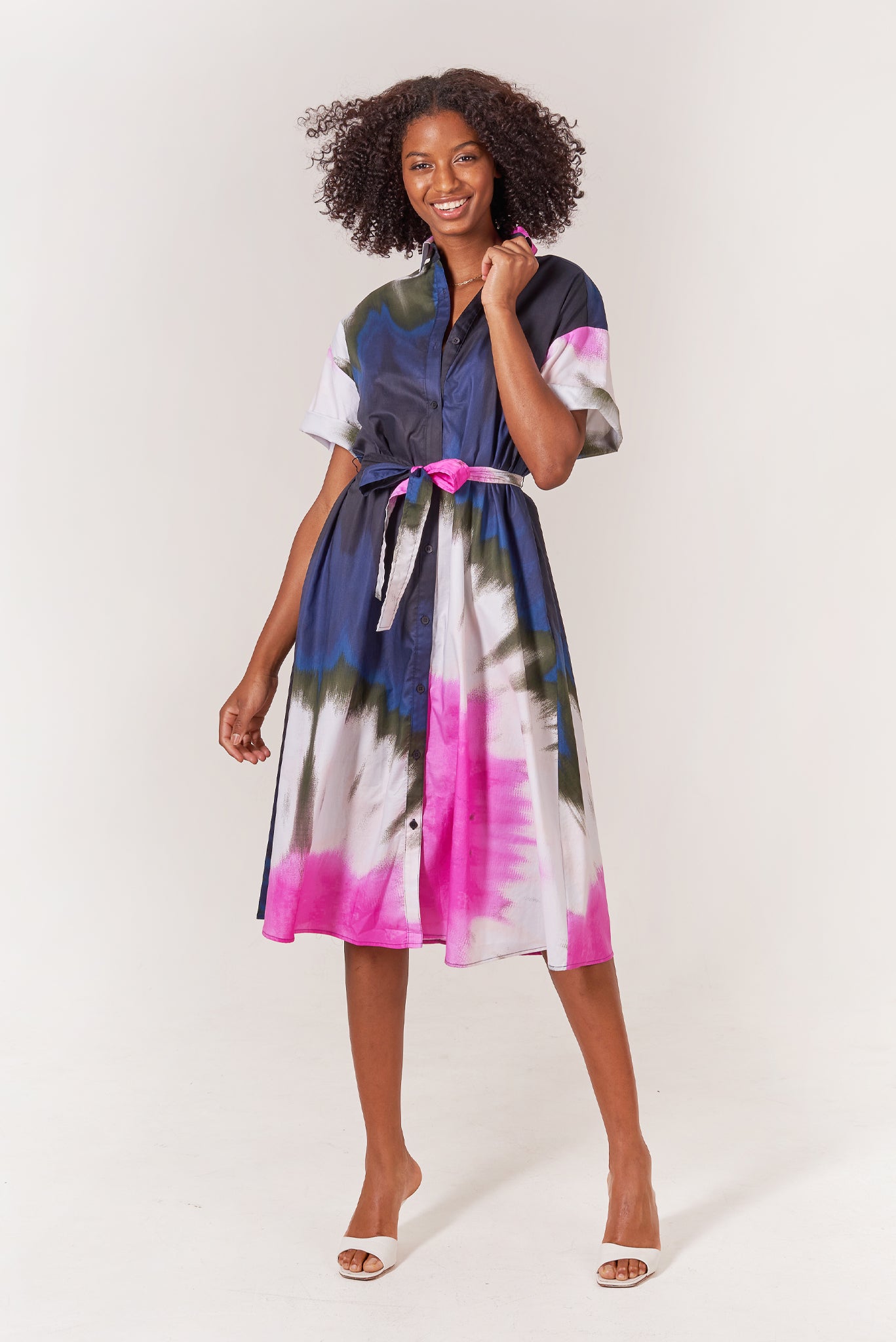 The Sarah Shirtdress | Ink Tie Dye | Pima Cotton Poplin