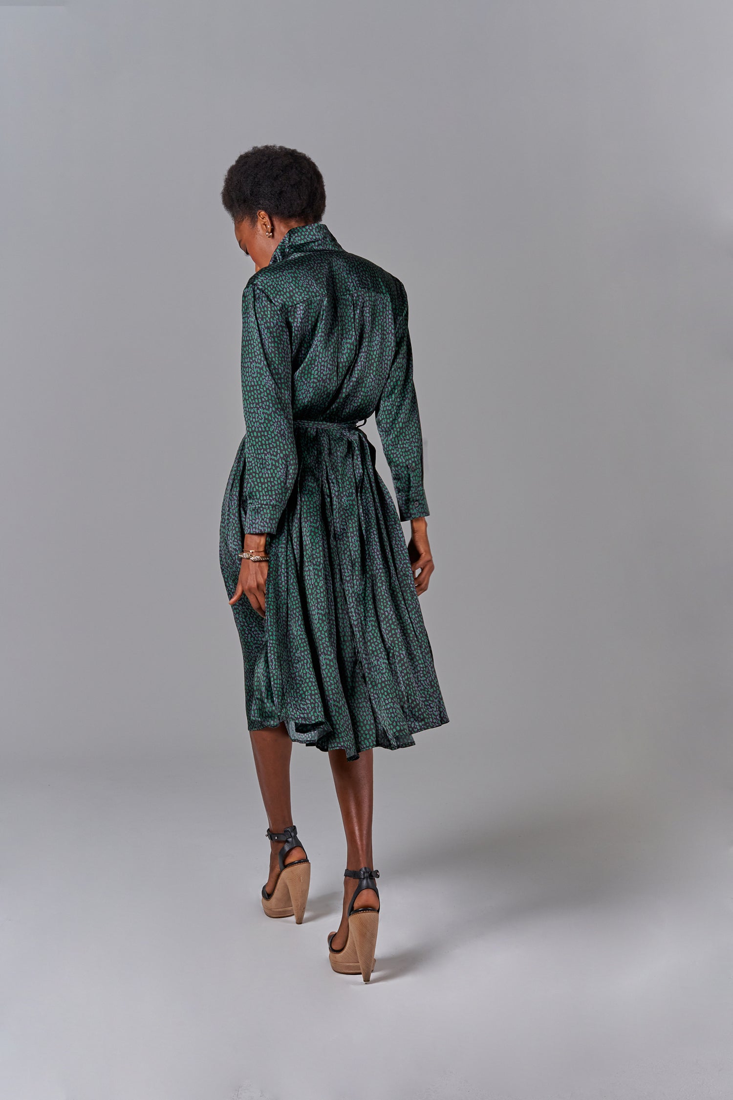 Allyson Dress in Silk | Emerald Spots