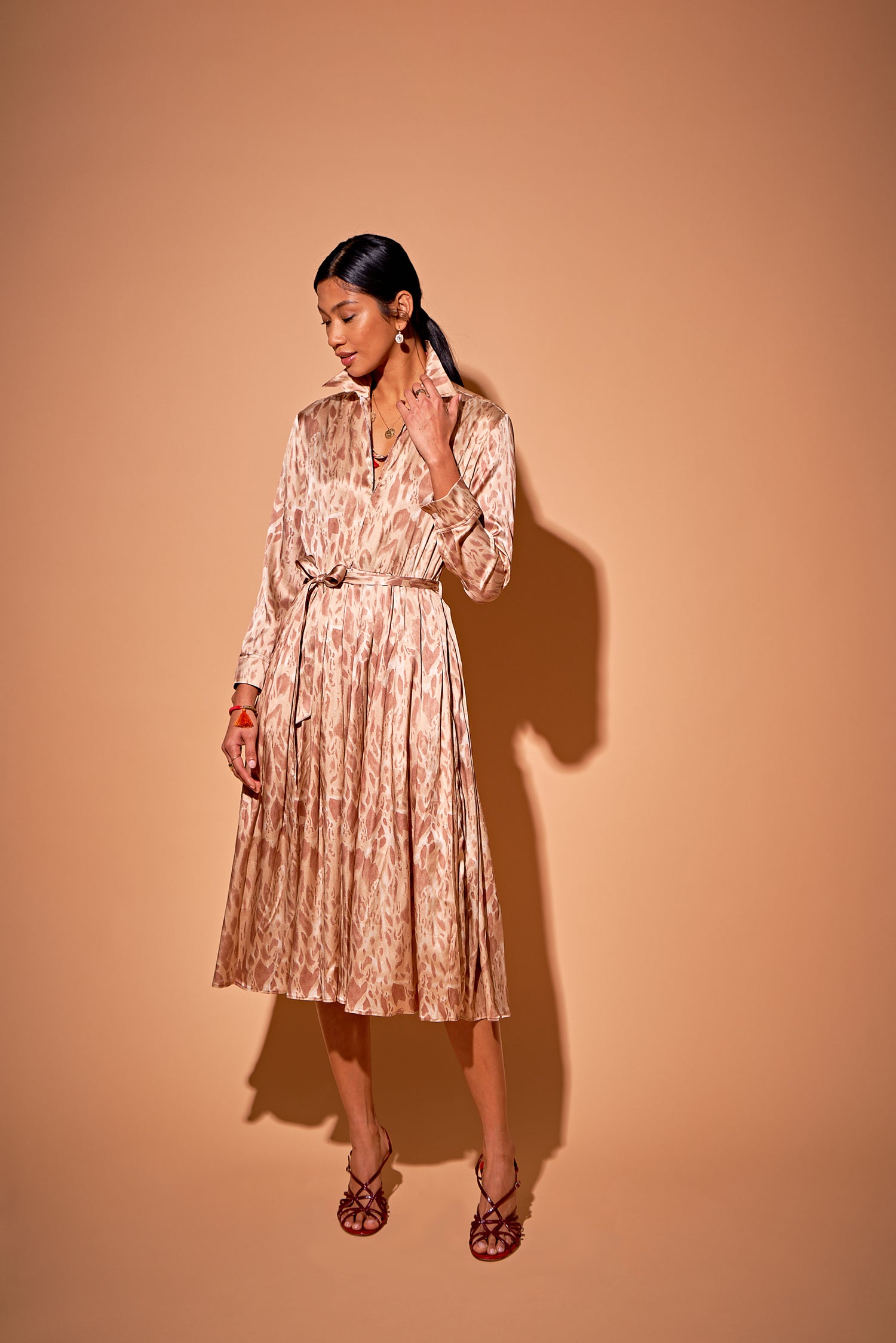 Allyson Dress in Silk | Champagne Safari