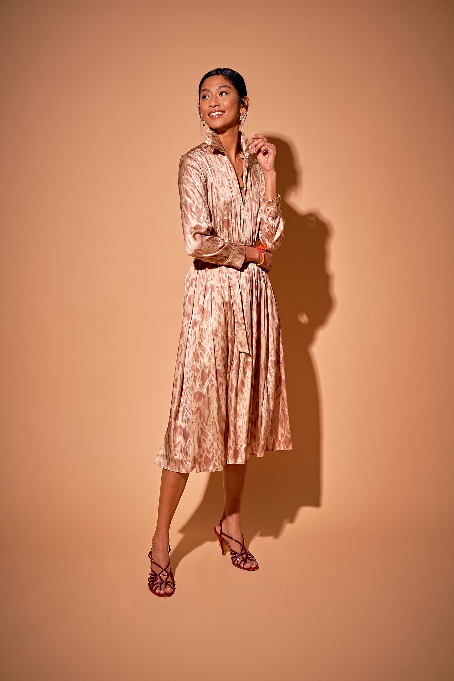 Allyson Dress in Silk | Champagne Safari