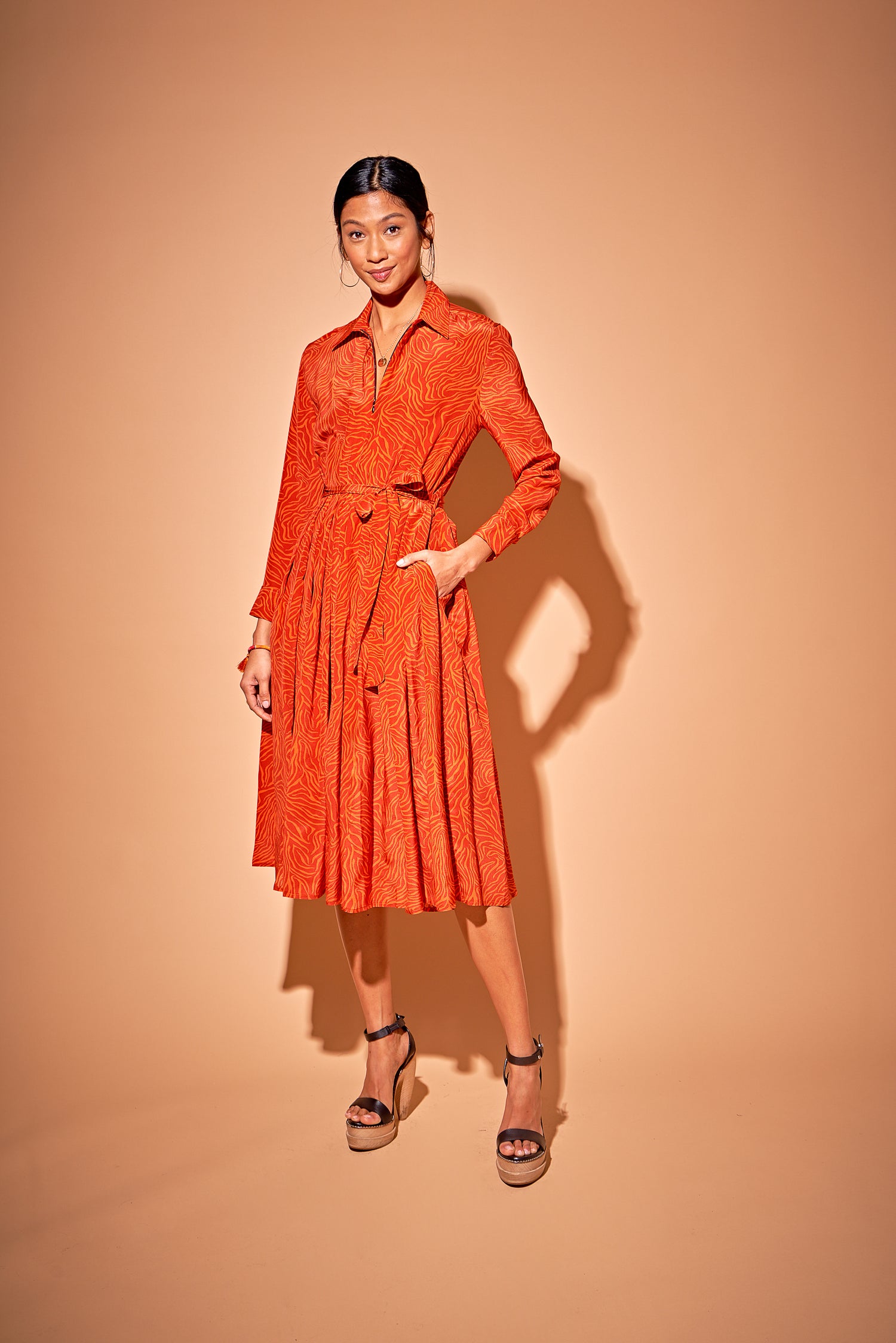 Allyson Dress in Silk | Amber Tiger