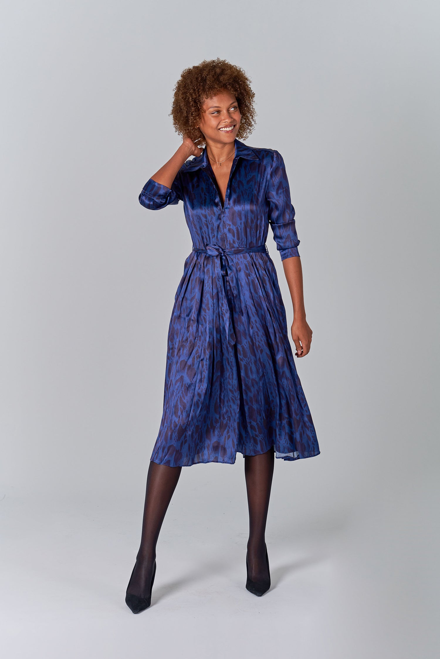 Allyson Dress in Silk | Indigo Safari