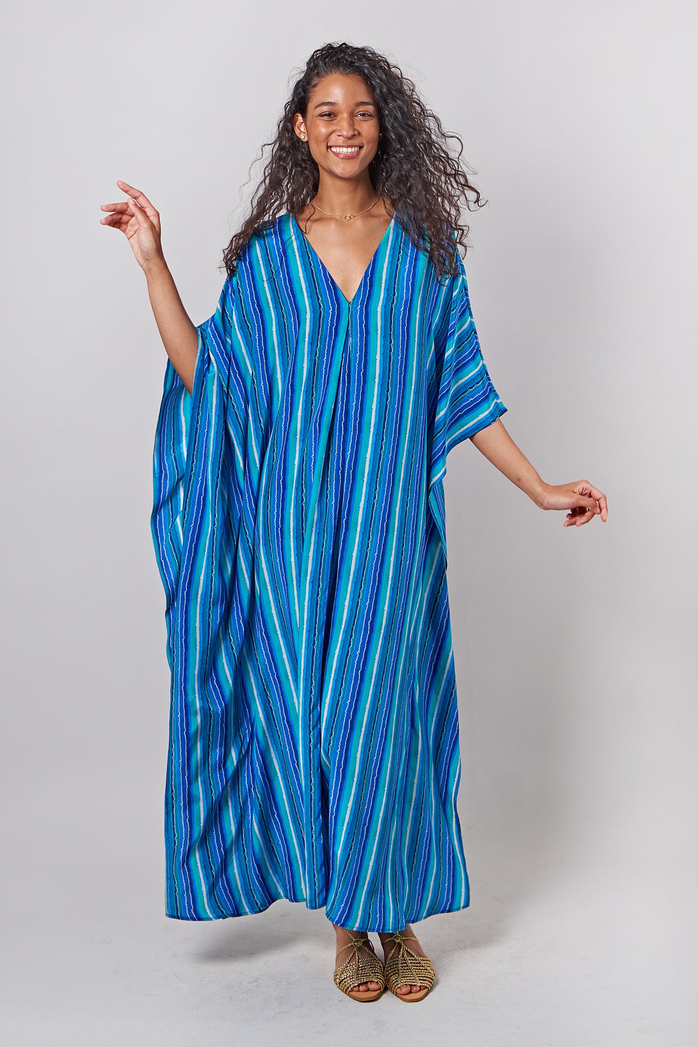 The Cleo Caftan | Blue Lorden Stripe