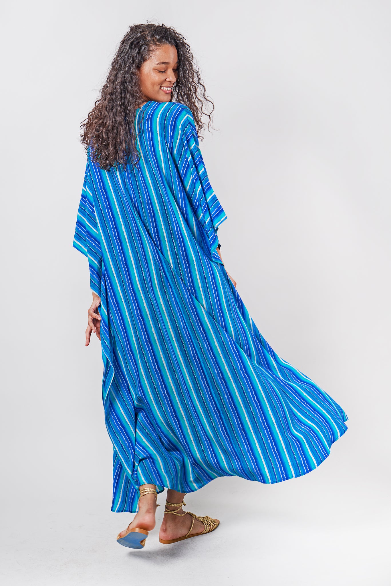 The Cleo Caftan | Blue Lorden Stripe