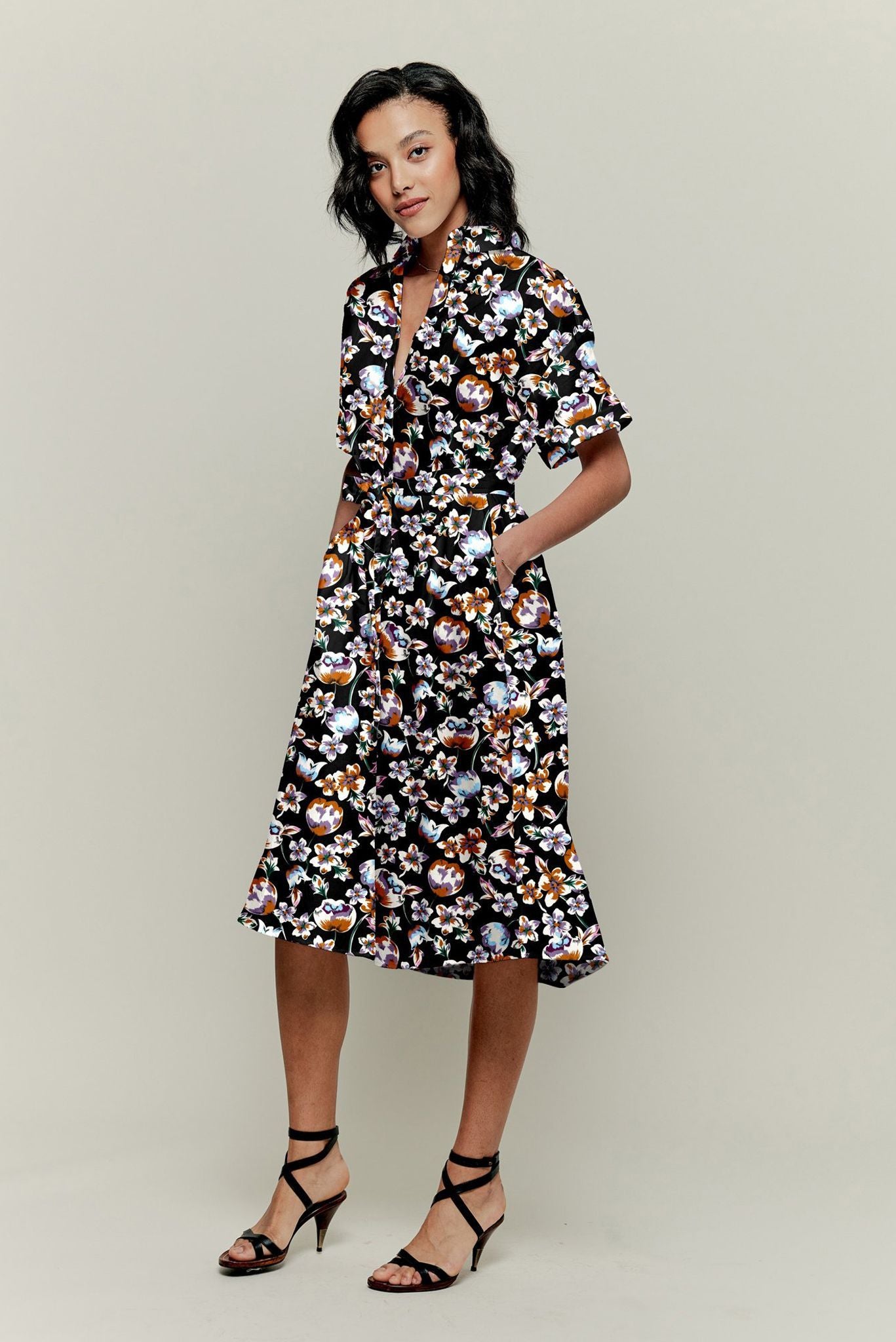 Sarah Shirtdress | Black Georgia Blossoms