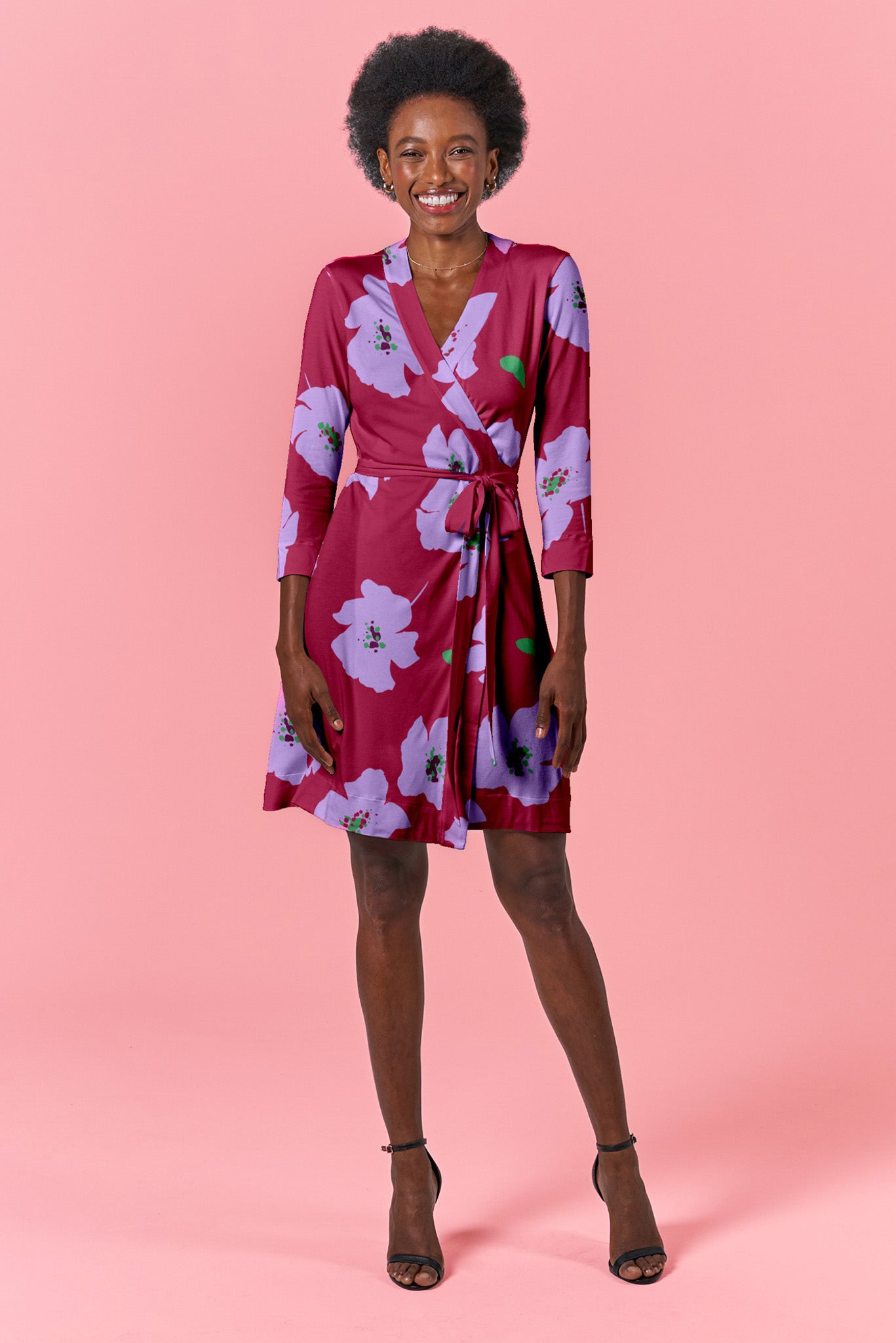Rachel Wrap Dress | Purple Poppies | Tuckernyc 2X Rachel Wrap Dress | Purple Poppies | Tuckernyc 2X