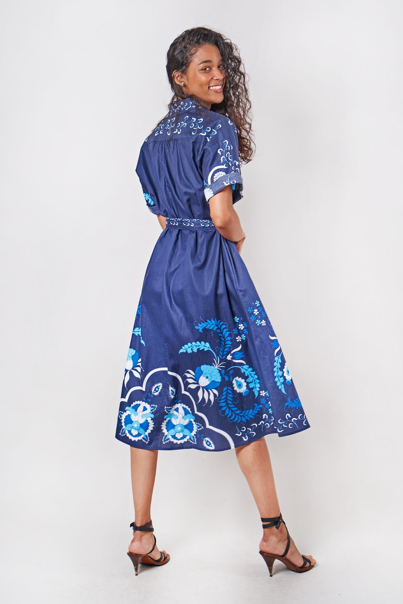 The Sarah Shirtdress | Navy Dutch Blossoms