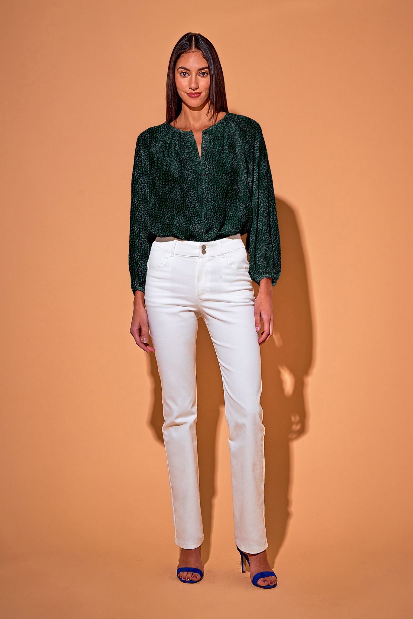 The Classic Blouse in Silk Charmeuse | Emerald Spots