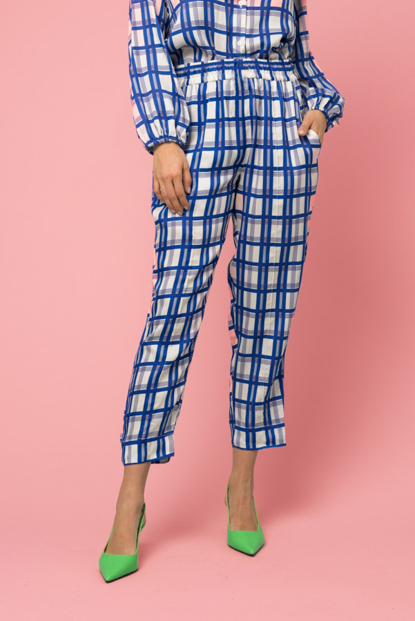 The Julia Pant | Royal Plaid in Blue