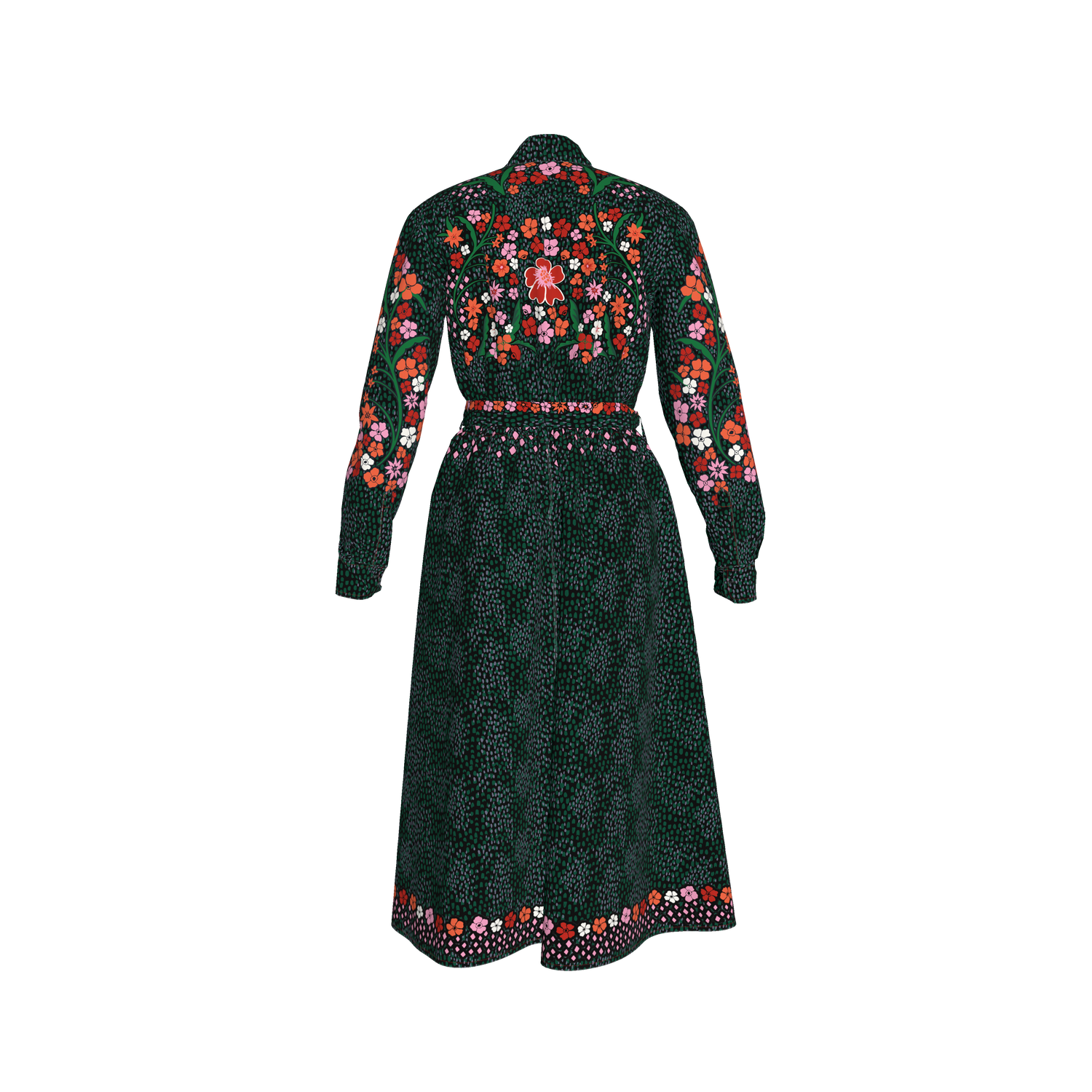 Emerson Dress in Silk | Emerald Baroque Floral