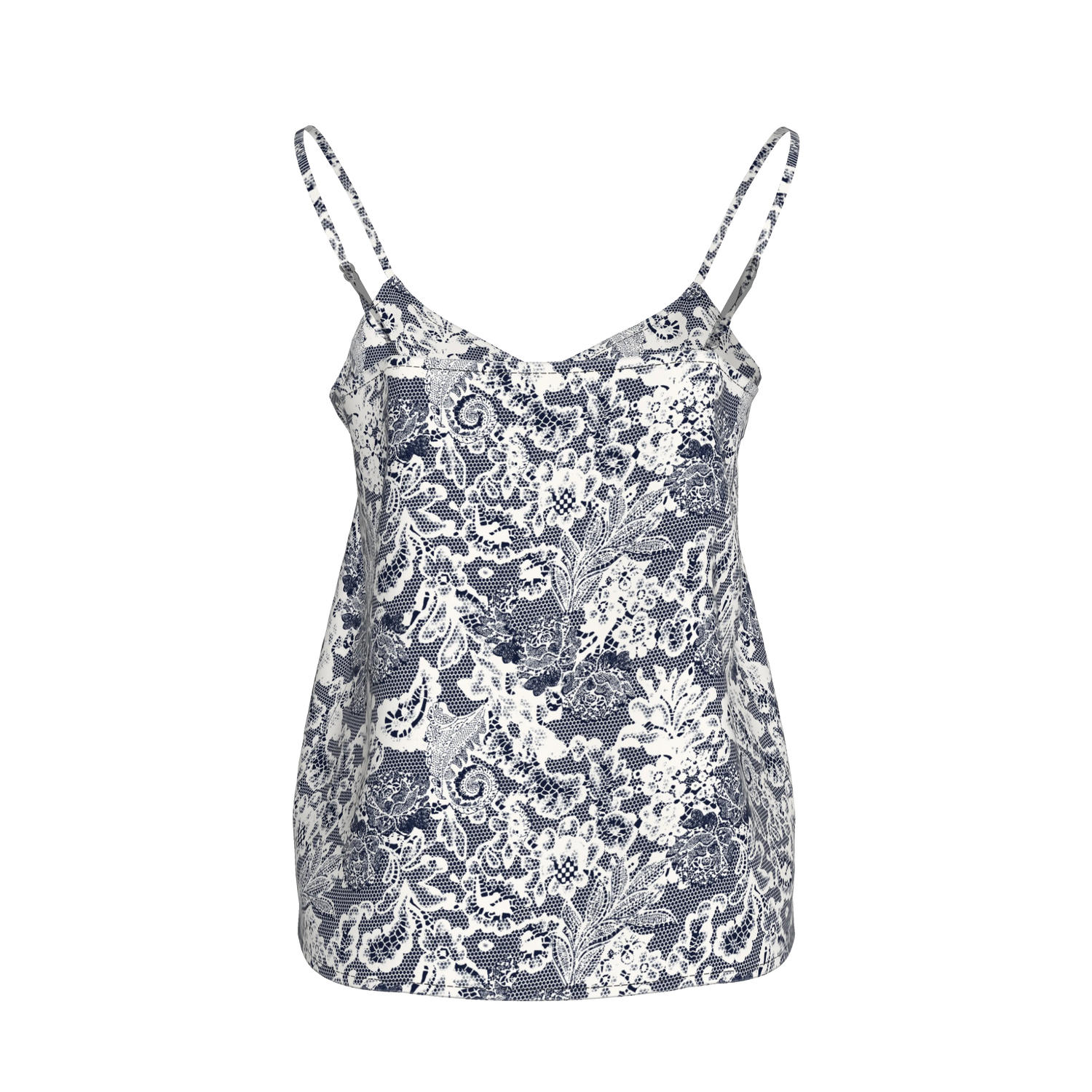 Khala Cami | Ecru Navy Lace Reverse