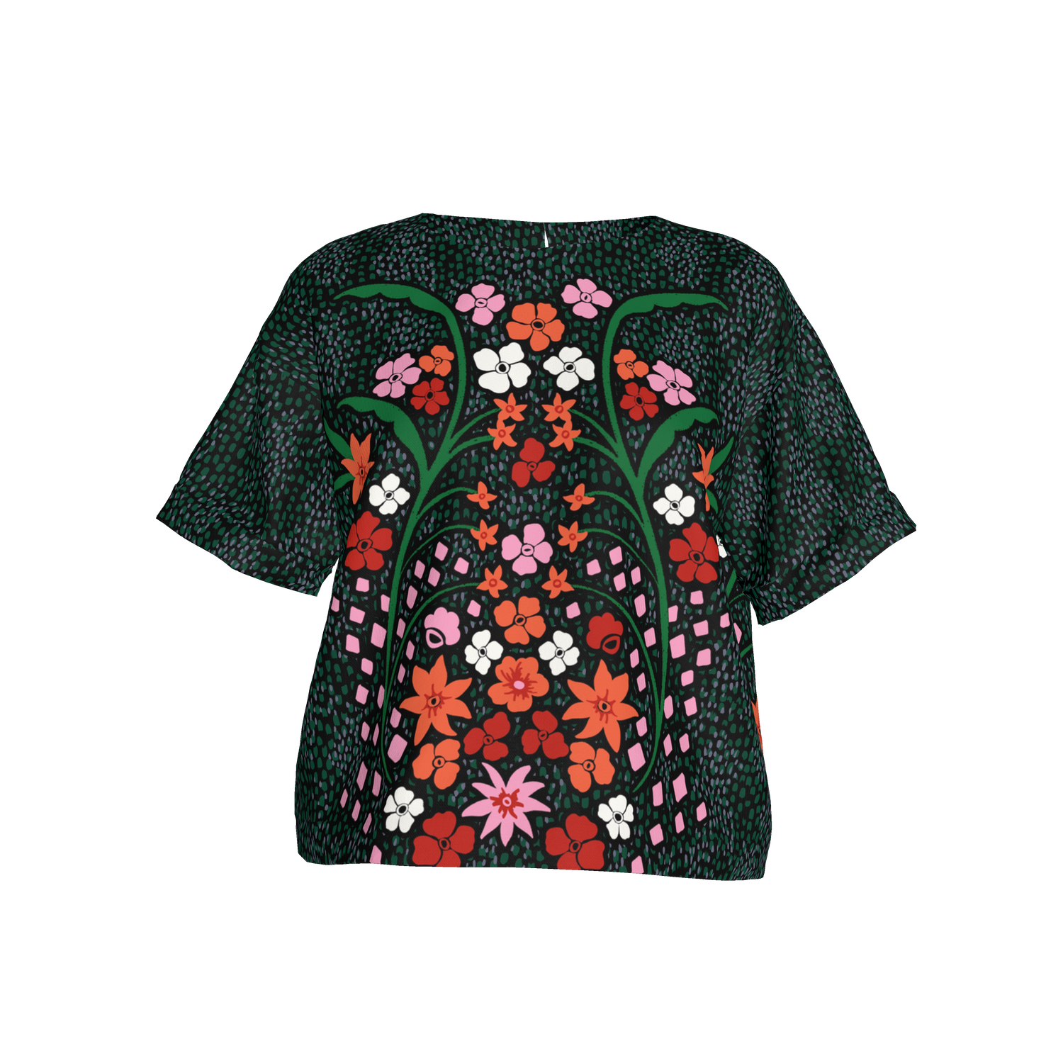 Eden Tee in Lightweight Cotton | Emerald Baroque Floral