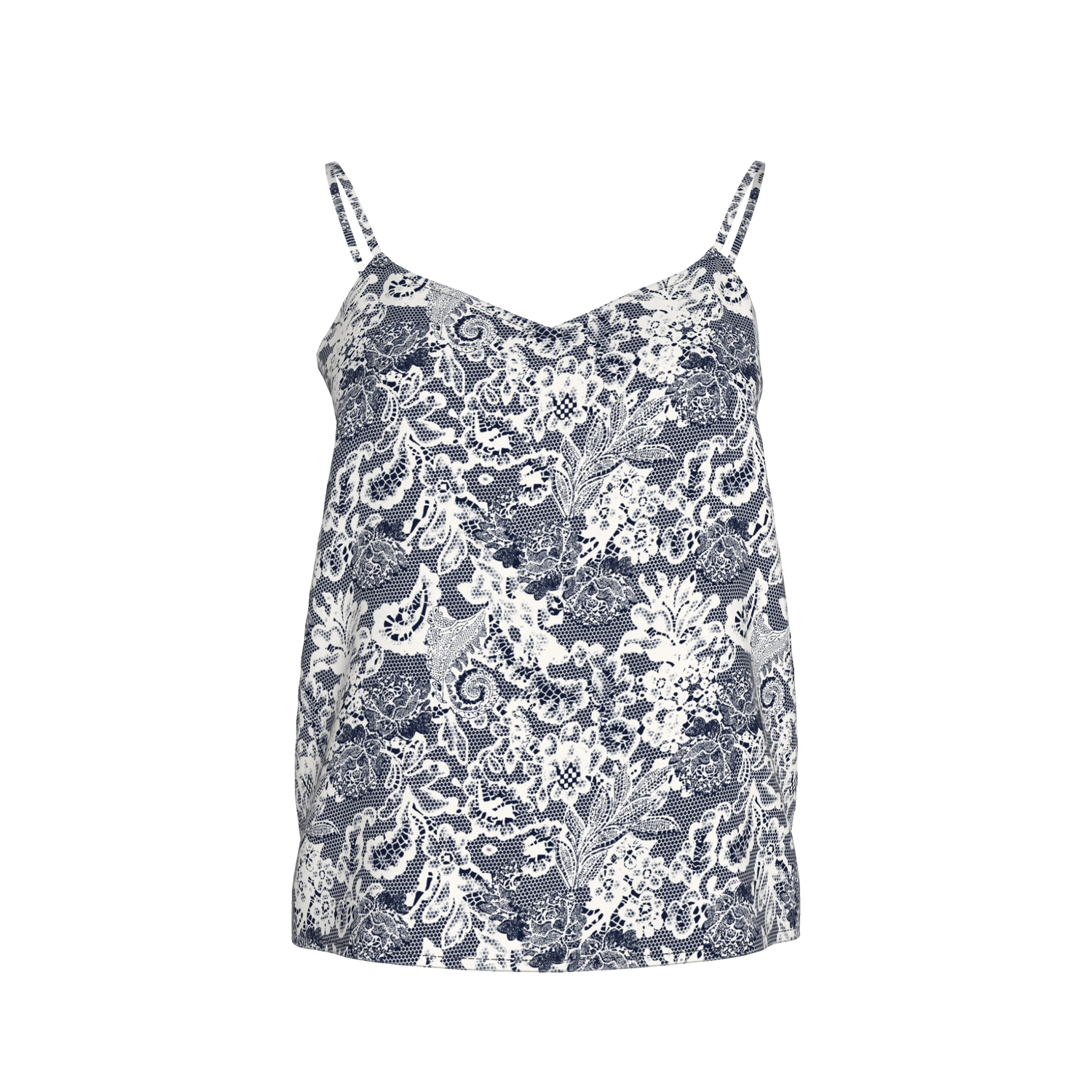 Khala Cami | Ecru Navy Lace Reverse