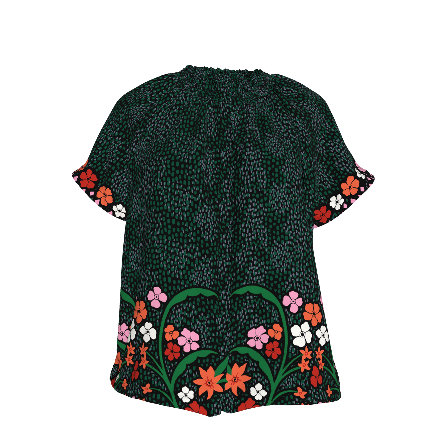 Short Sleeve Classic Blouse | Emerald Baroque Floral