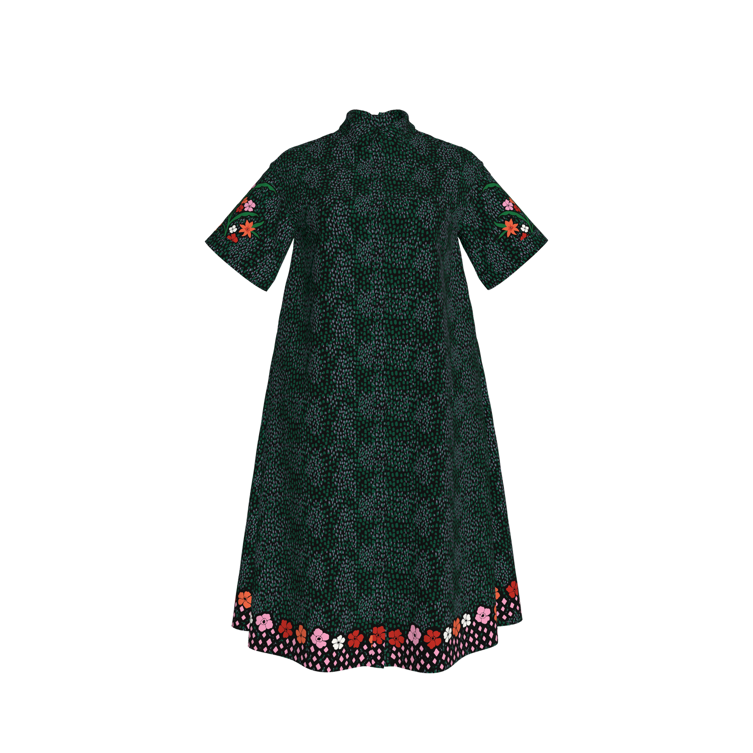 Sarah Shirtdress| Emerald Baroque Floral