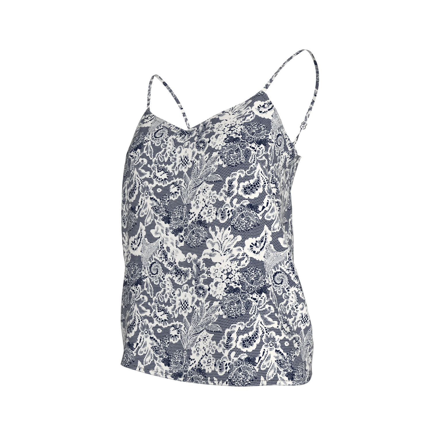 Khala Cami | Ecru Navy Lace Reverse