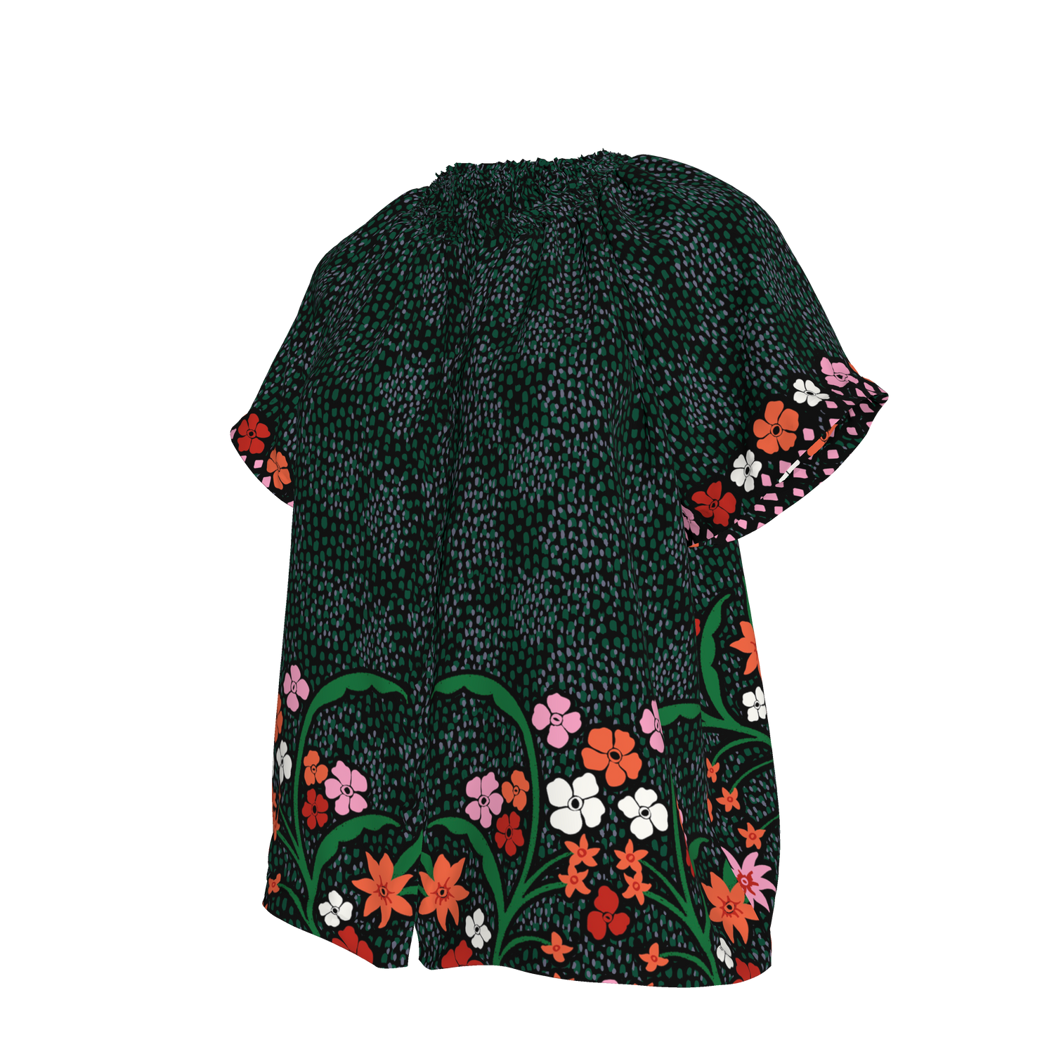Short Sleeve Classic Blouse | Emerald Baroque Floral