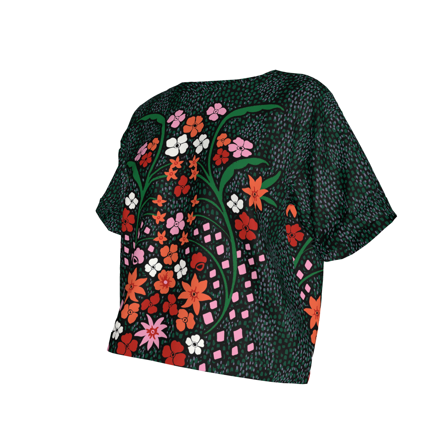 Eden Tee in Lightweight Cotton | Emerald Baroque Floral