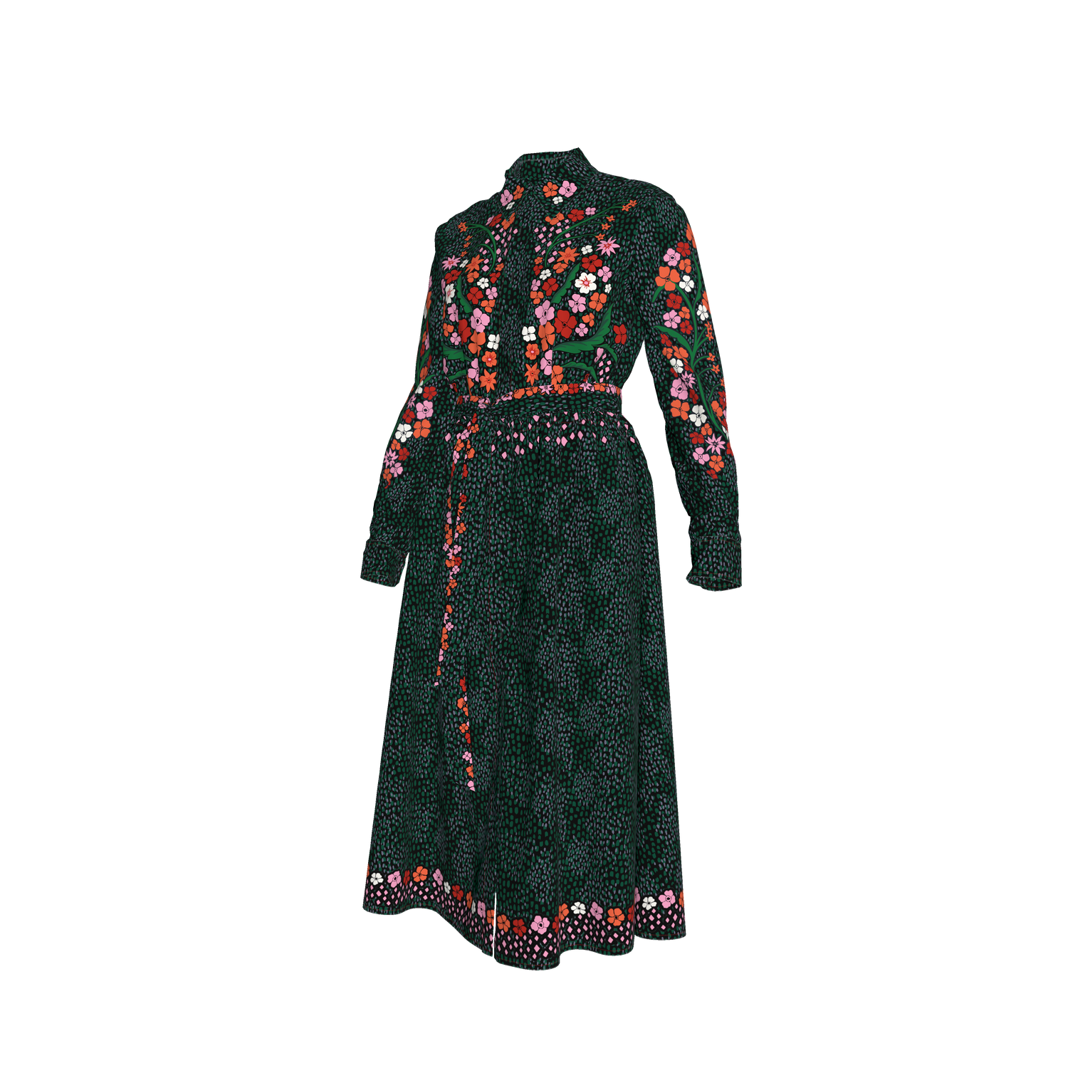 Emerson Dress in Silk | Emerald Baroque Floral