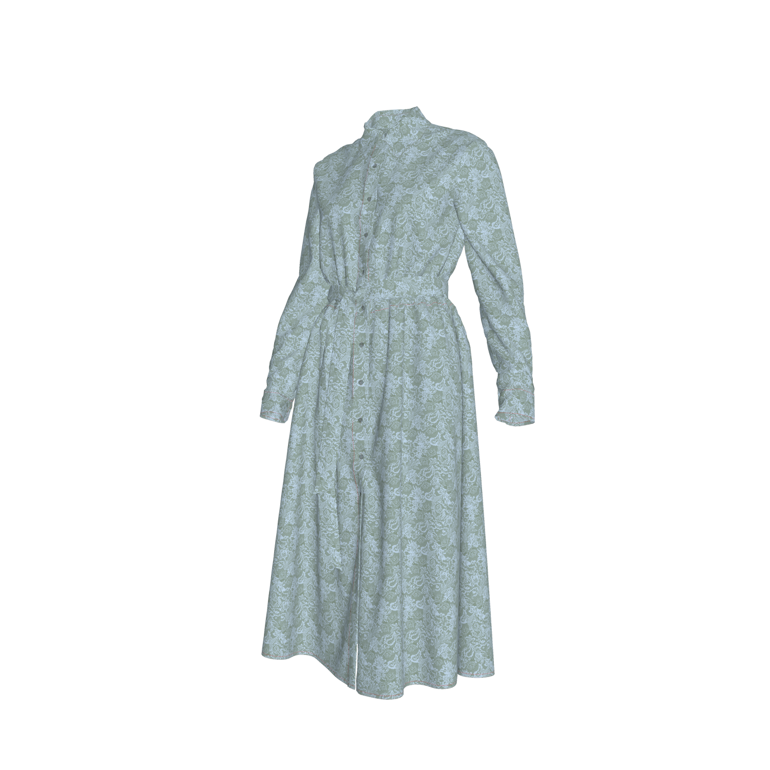 Emerson Dress in Silk | Blue Moss Lace