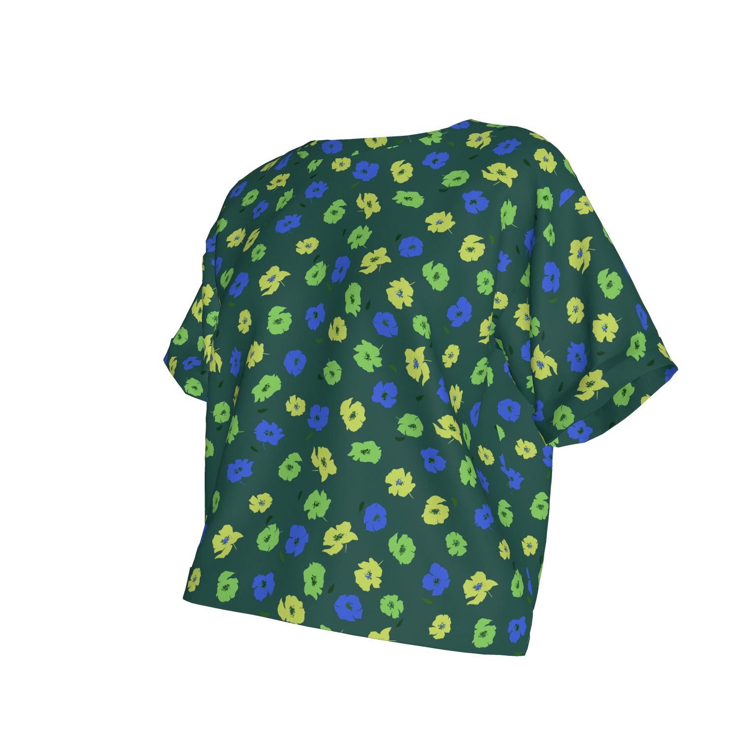 Eden Tee in Lightweight Cotton| Green Micro Poppies