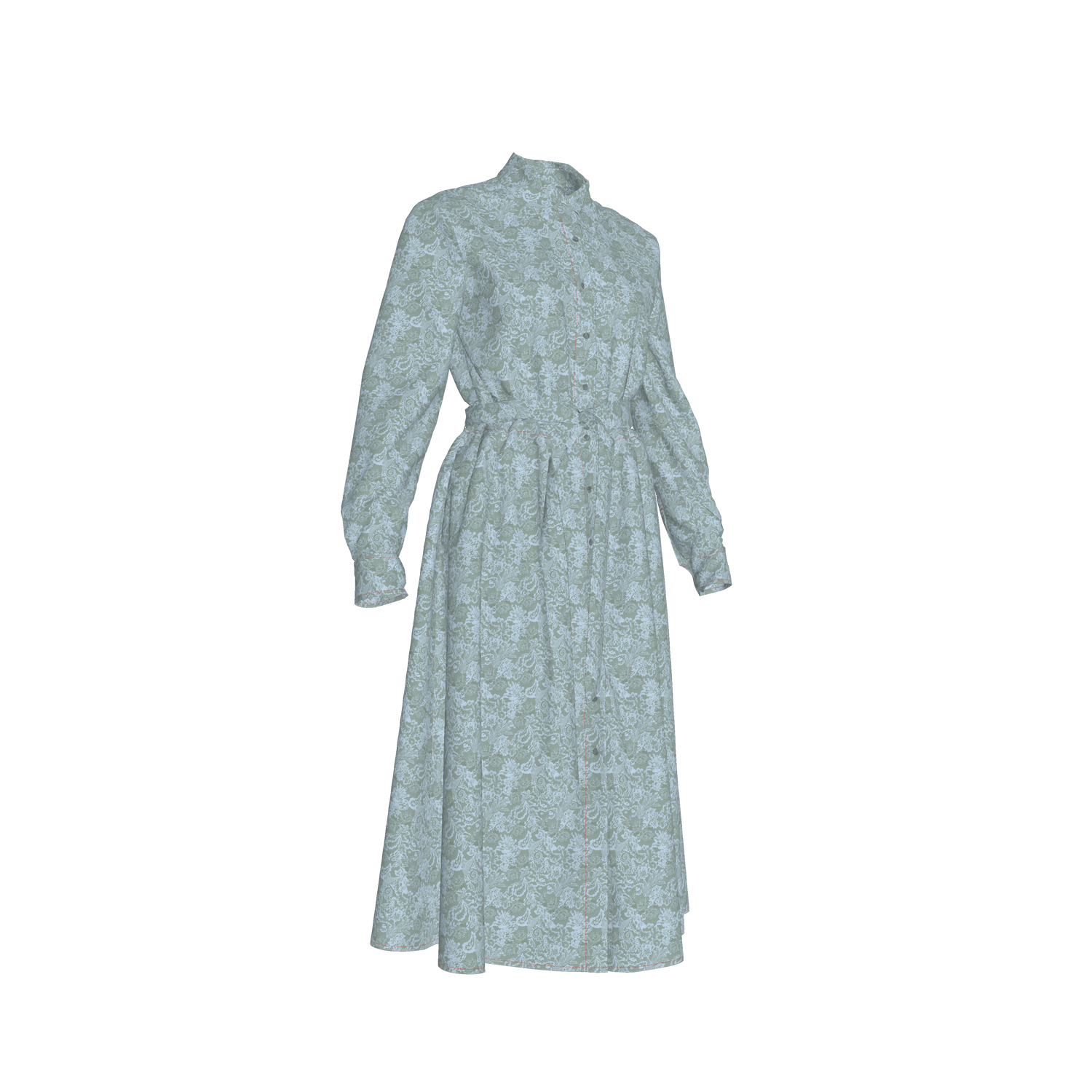 Emerson Dress in Silk | Blue Moss Lace