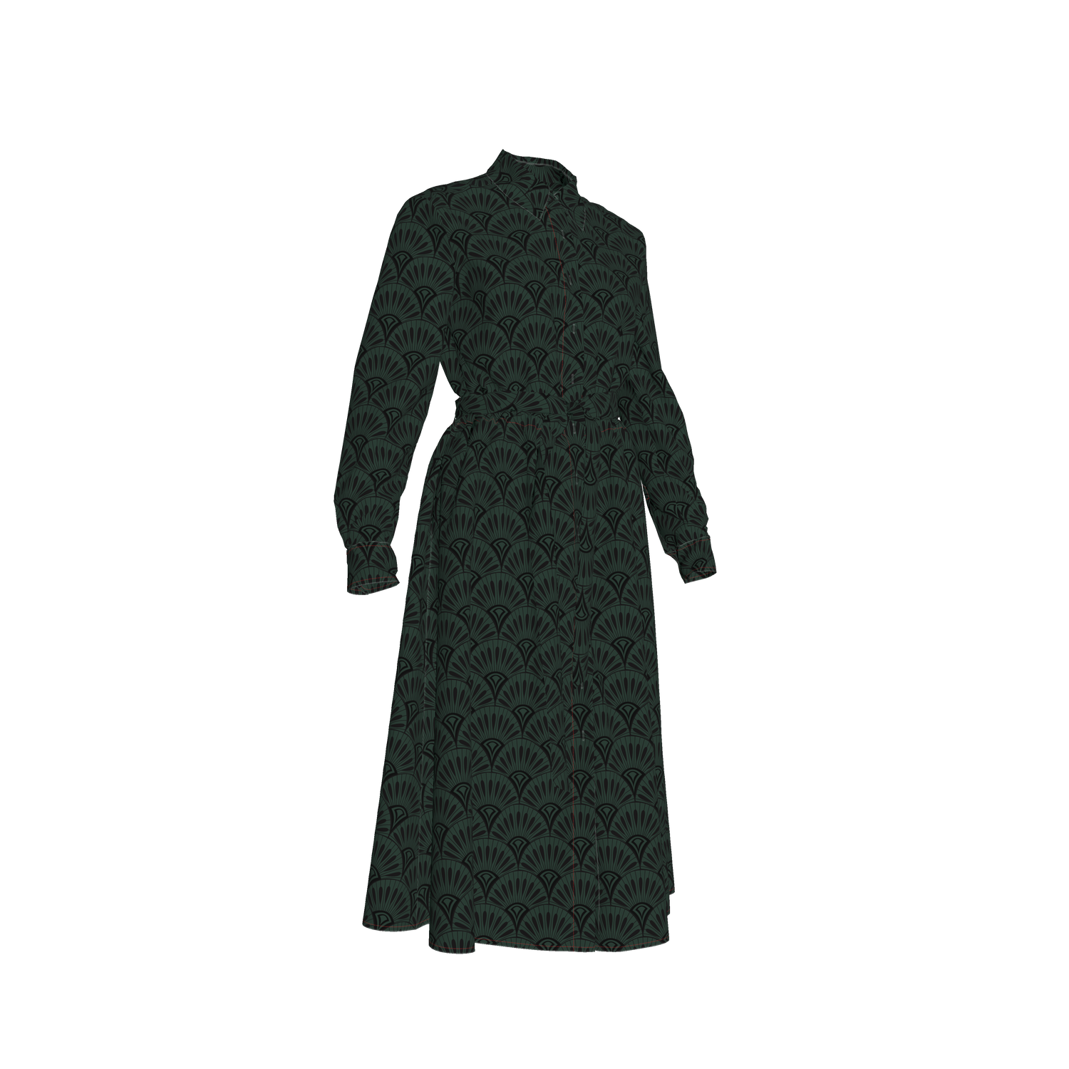 Emerson Dress in Cotton | Art Deco Geo Evergreen