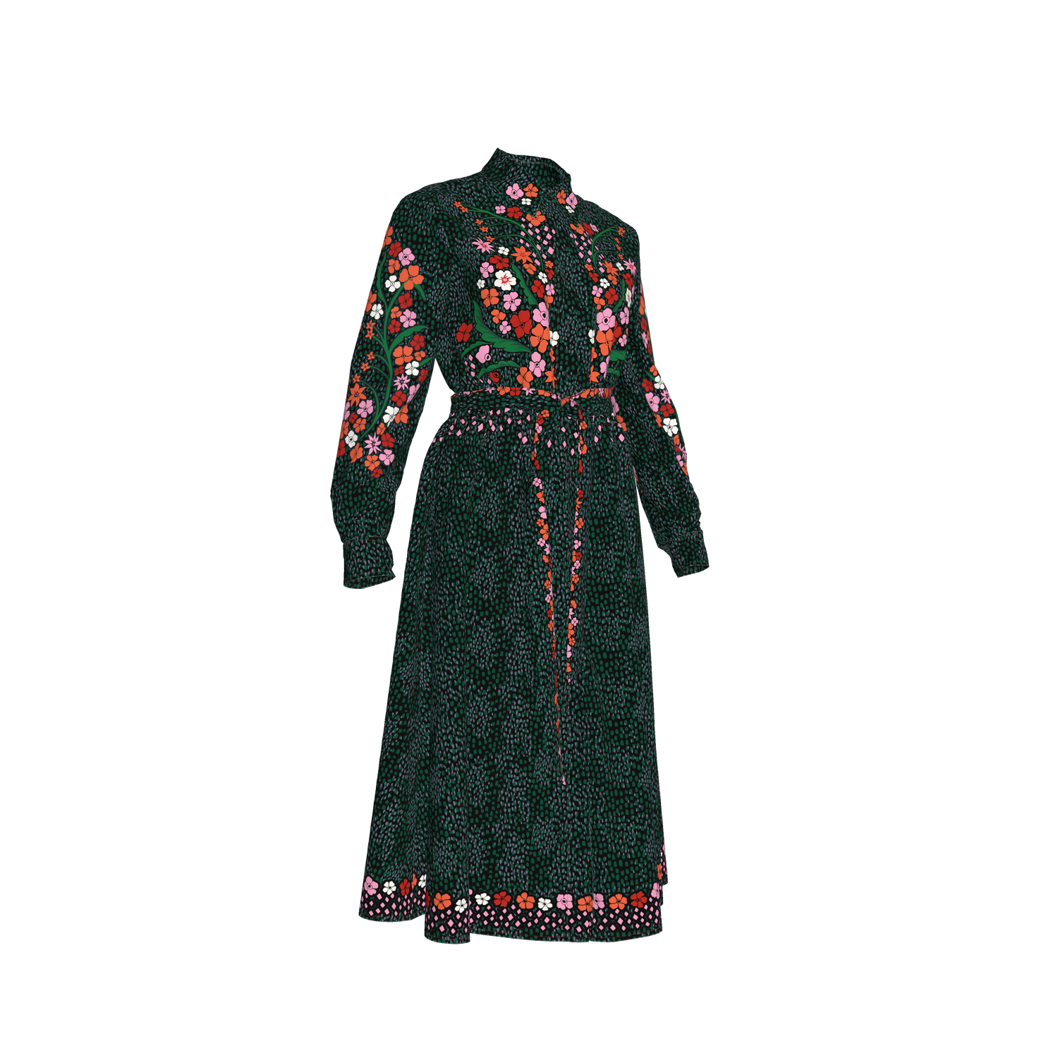 Emerson Dress in Silk | Emerald Baroque Floral