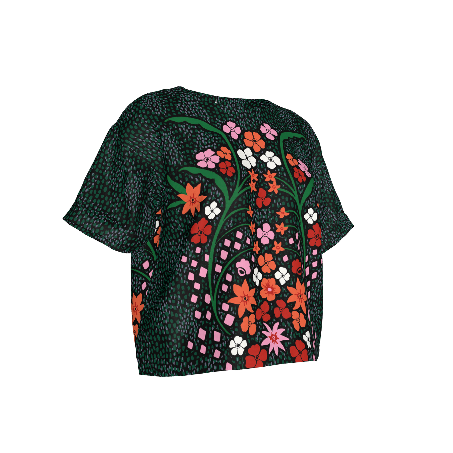Eden Tee in Lightweight Cotton | Emerald Baroque Floral