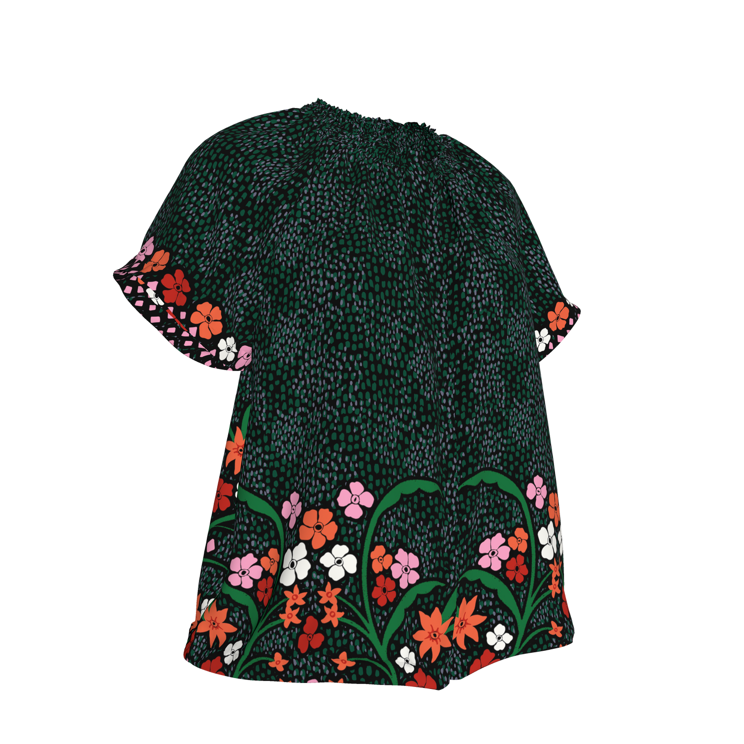 Short Sleeve Classic Blouse | Emerald Baroque Floral