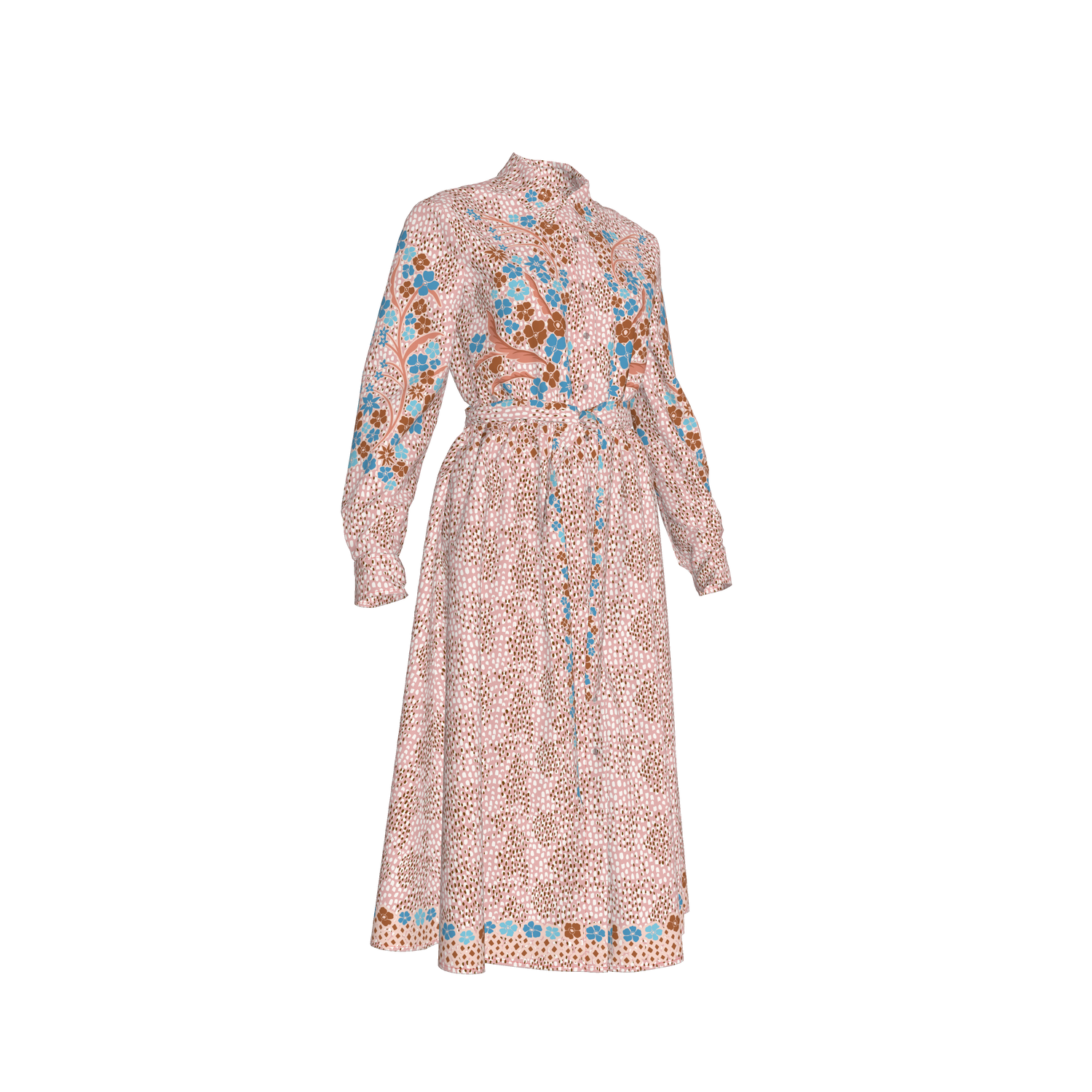 Emerson Dress in Silk | Blush Baroque Floral