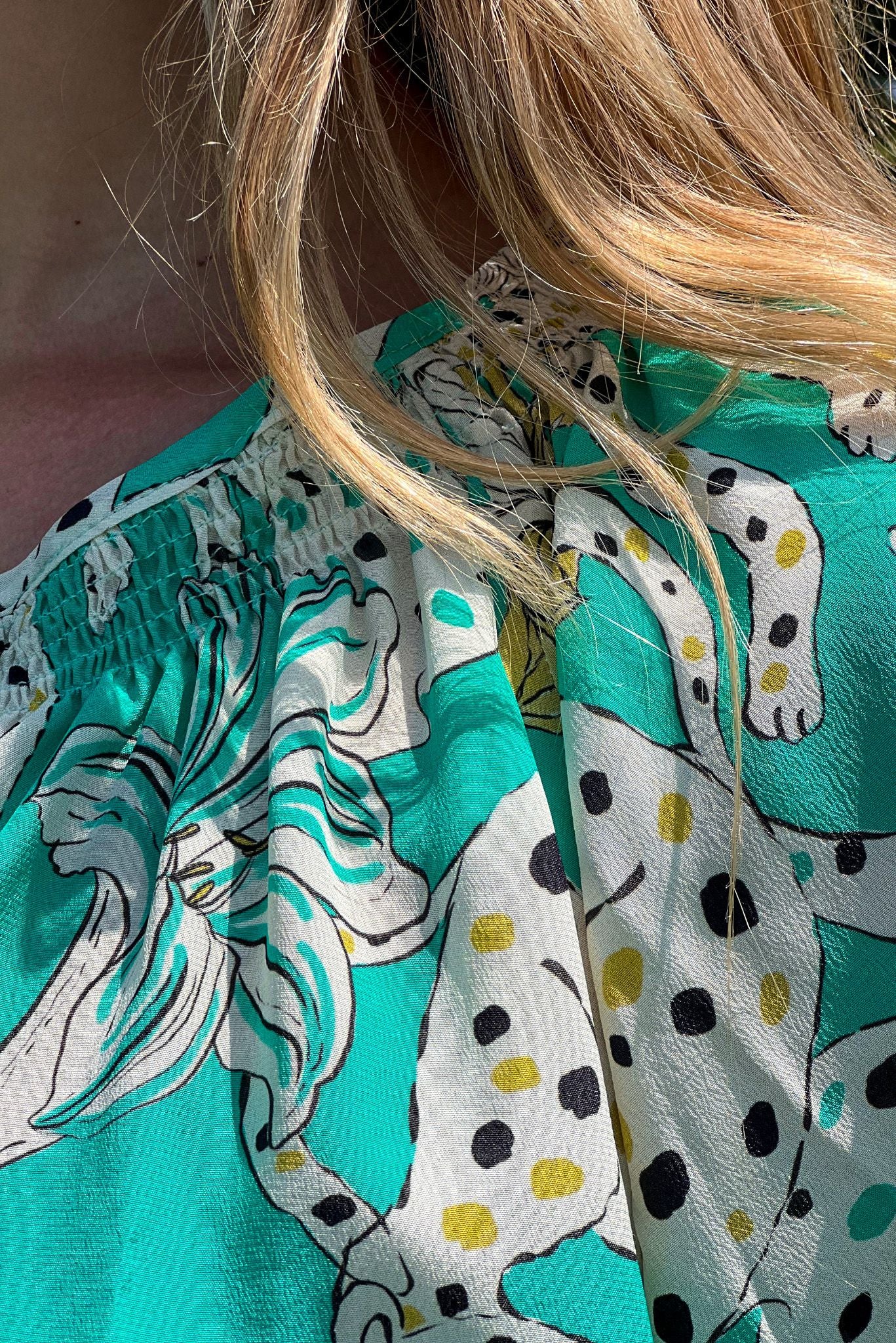 Short Sleeve Classic Blouse in Silk | Sketching Summer in Turquoise