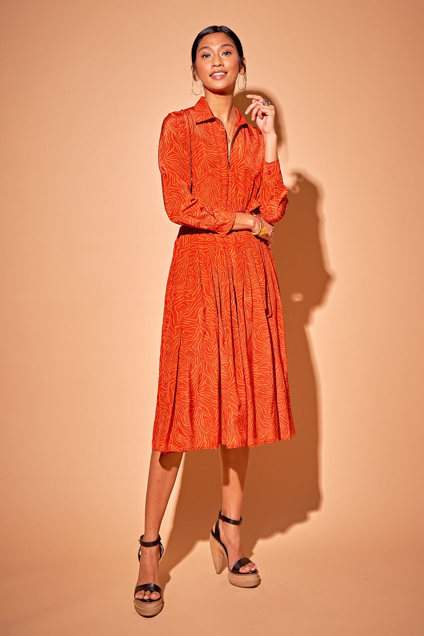 Allyson Dress in Silk | Amber Tiger