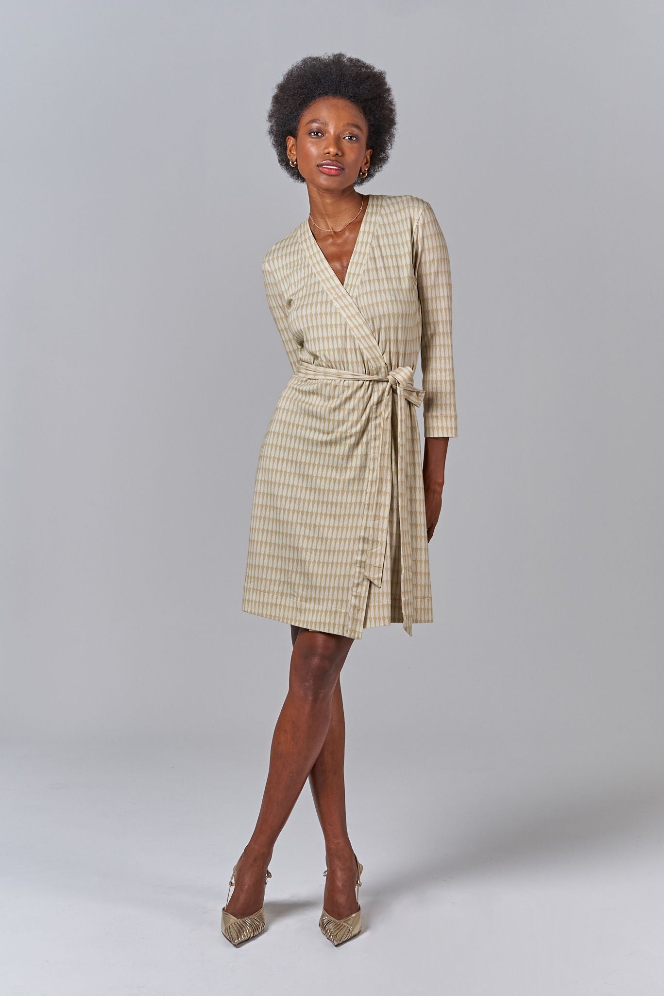 Rachel Wrap Dress | Classic Teardrop in Khaki | tuckernyc M Rachel Wrap Dress | Classic Teardrop in Khaki | tuckernyc M