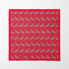 Tucker 20x20 Napkin 1" Hem - Oxford Cotton Napkin Leaping Zebras Poppy in Oxford Cotton
