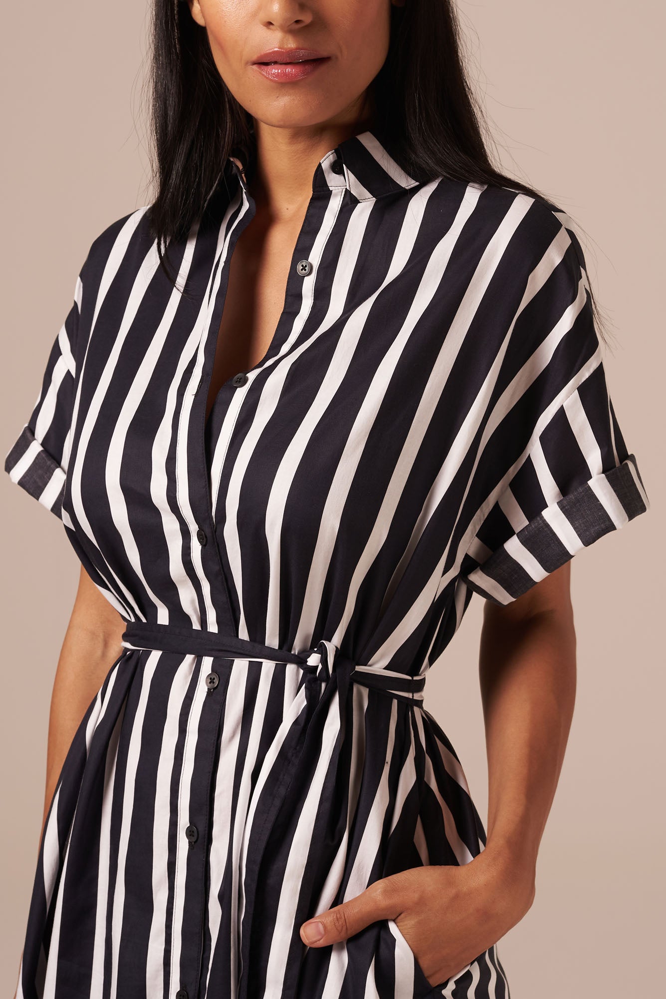 The Sarah Shirtdress | Black Stripe