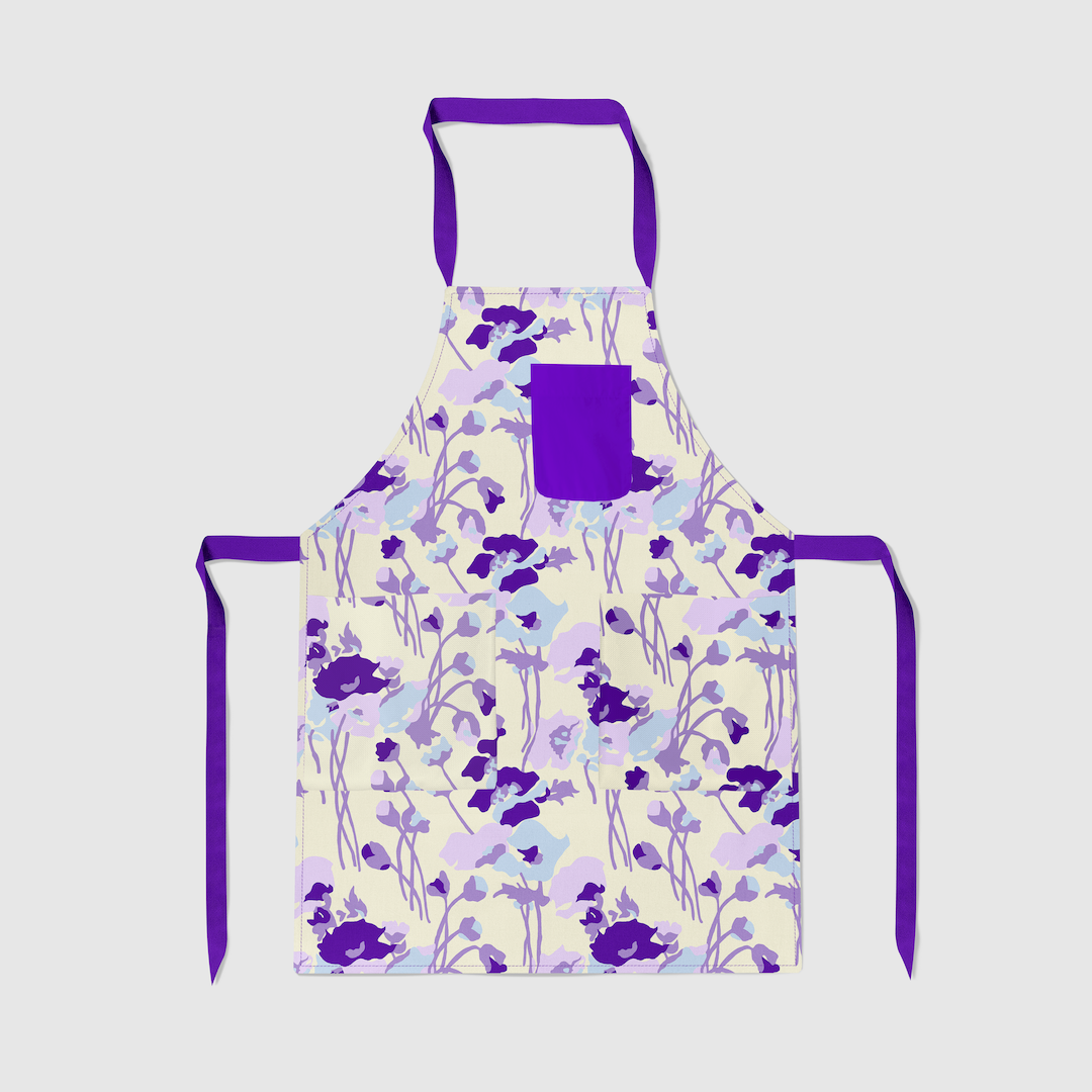 Dini's Rustic Floral in Ecru and Purple Apron