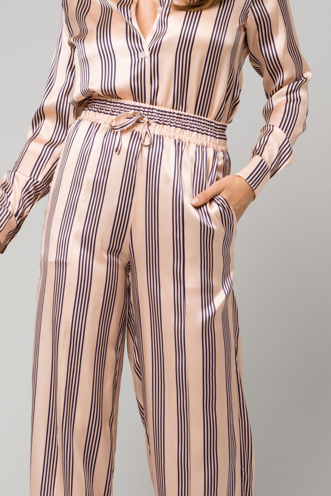 Whitney Pant | Retro Stripe in Ivory & Navy