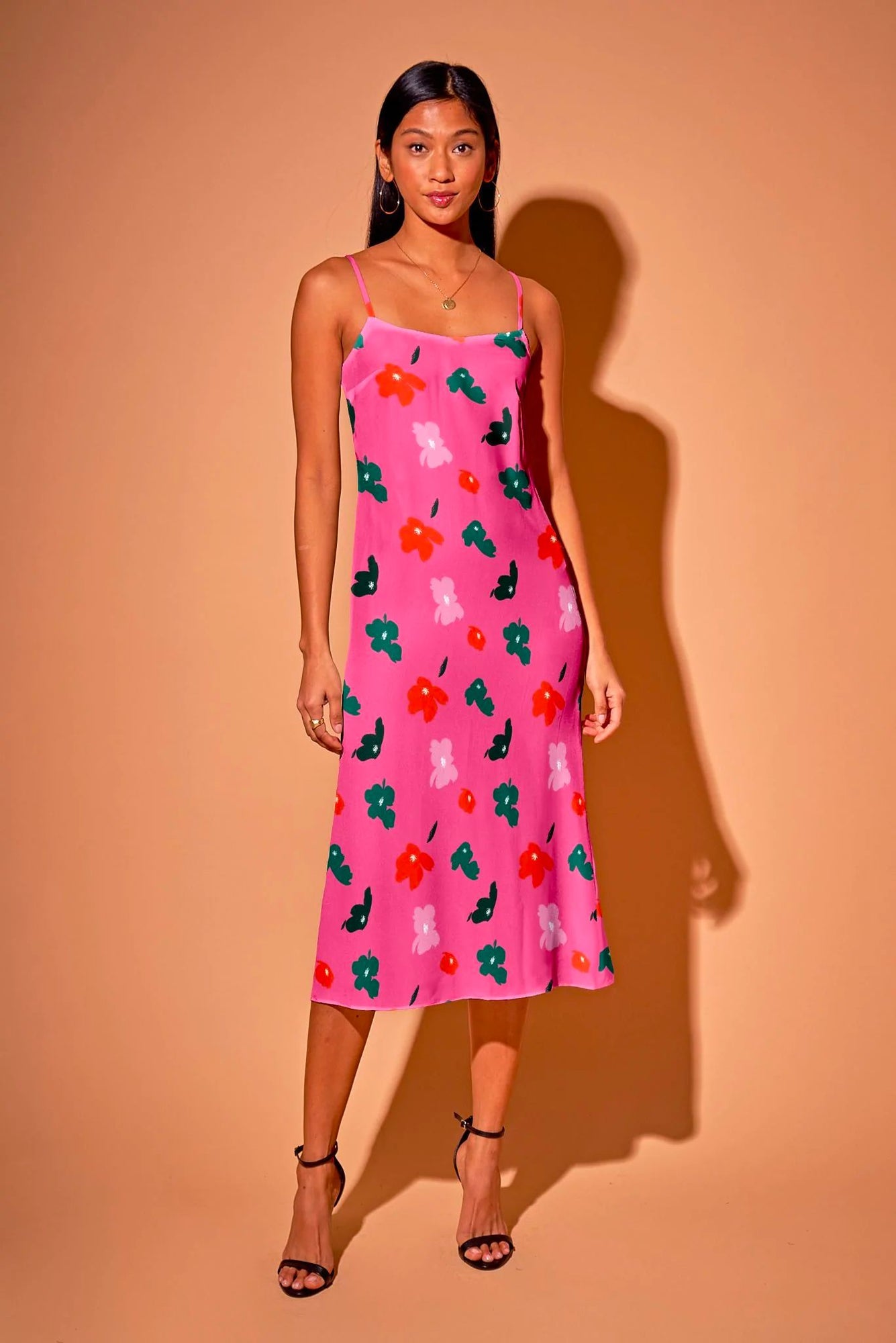 Stevie Slip Dress | Pink Painted Poppies