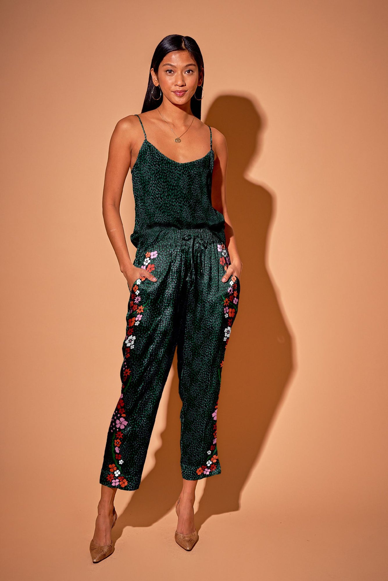 Julia Pant | Baroque Floral in Emerald