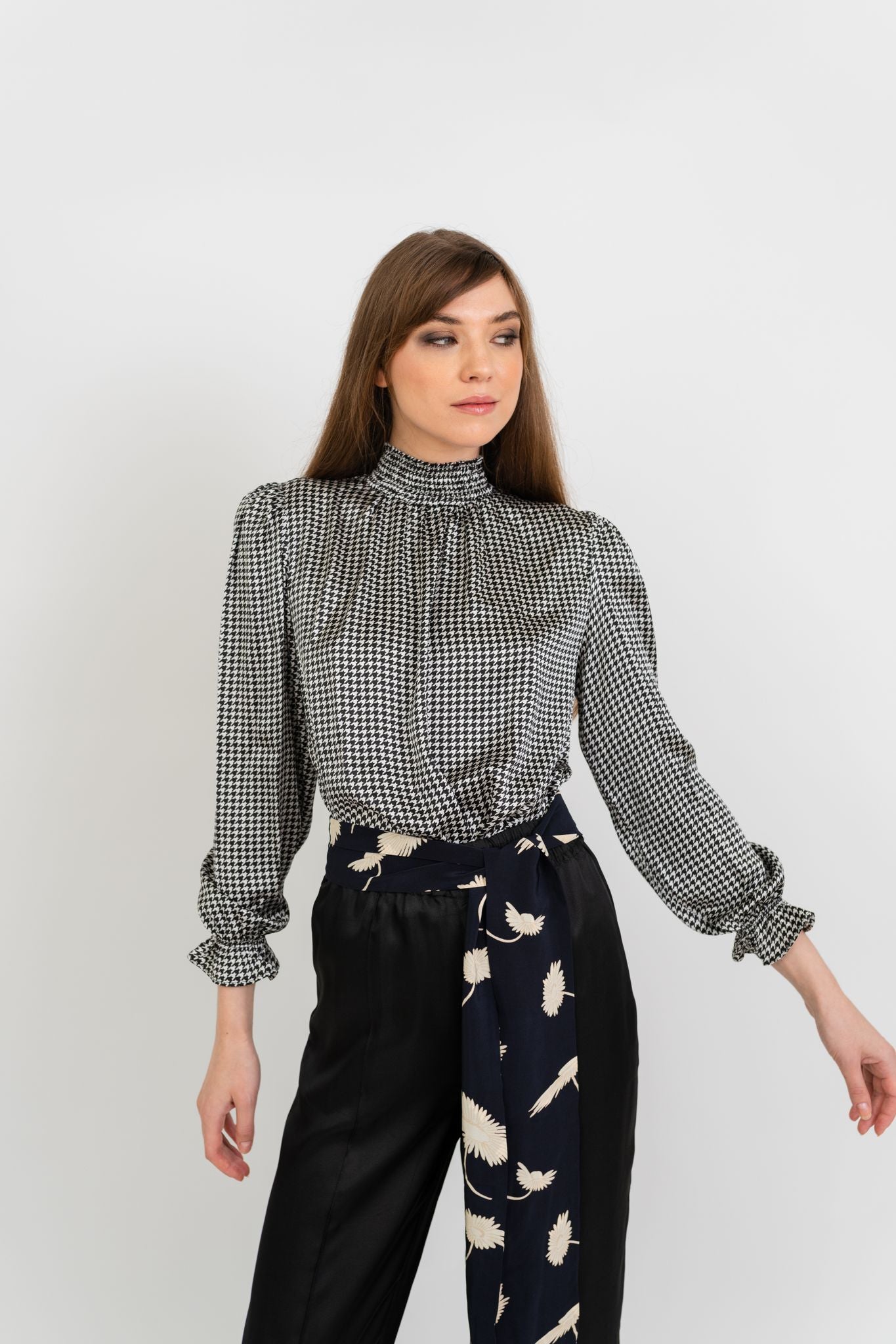 Stella Top | Soft Black and White Houndstooth