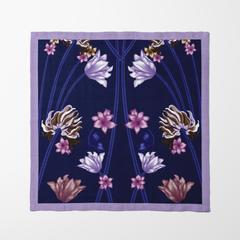 Tucker 20x20 Napkin 1" Hem - Oxford Napkin Art Nouveau Floral in Navy in Oxford Cotton