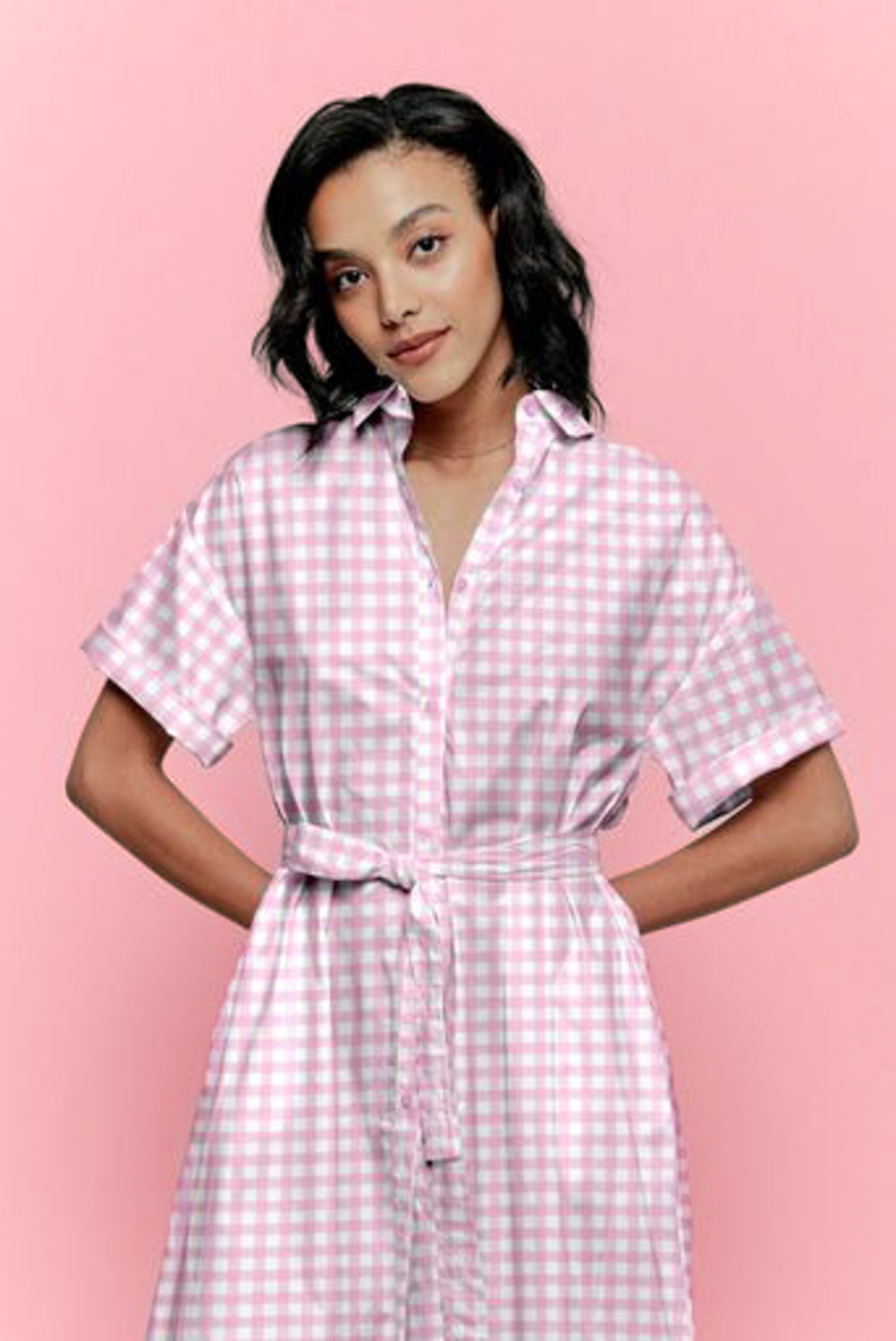 Sarah Shirtdress | Pale Pink Gingham