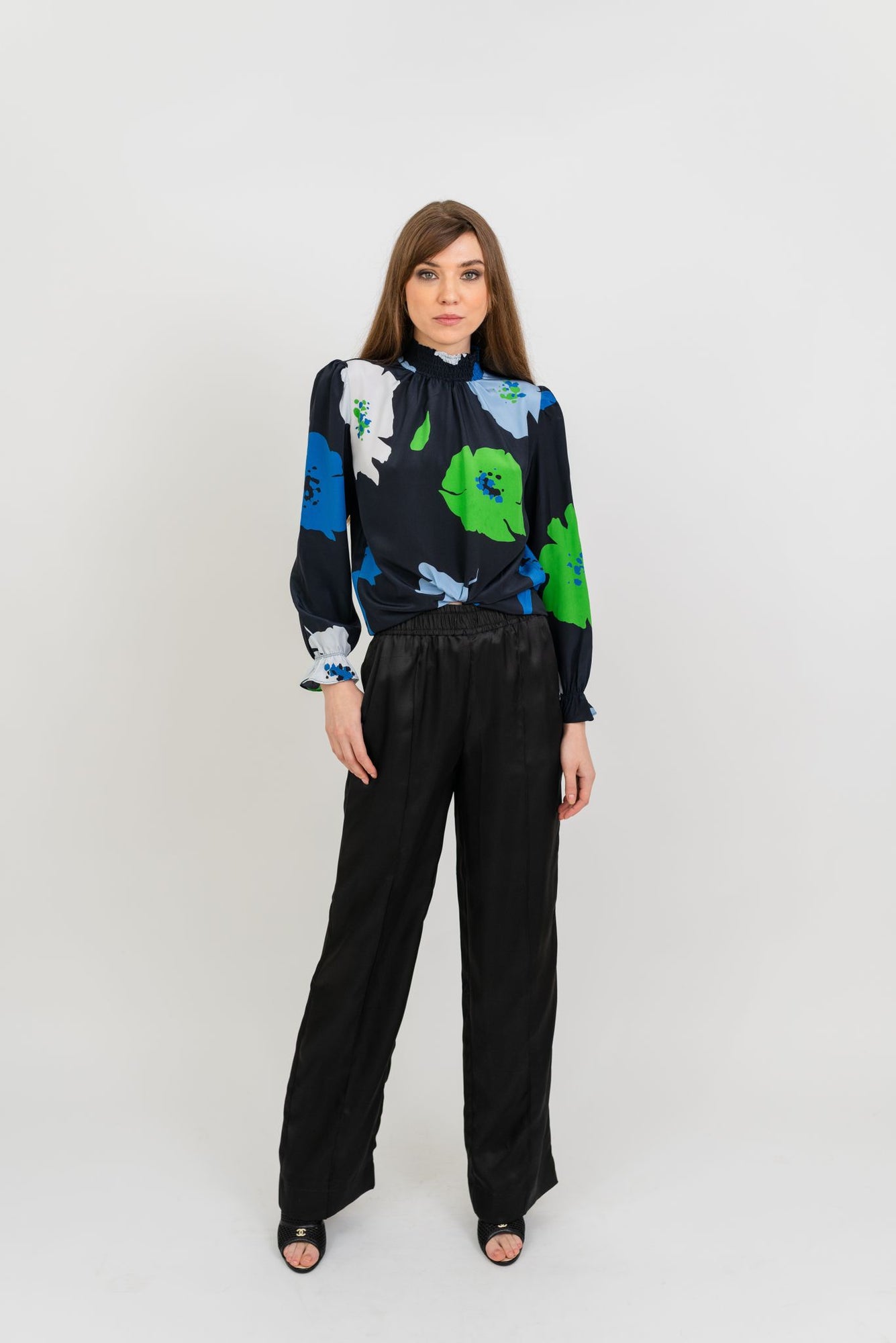 Stella Top | Maxi Poppies in Blue and Green