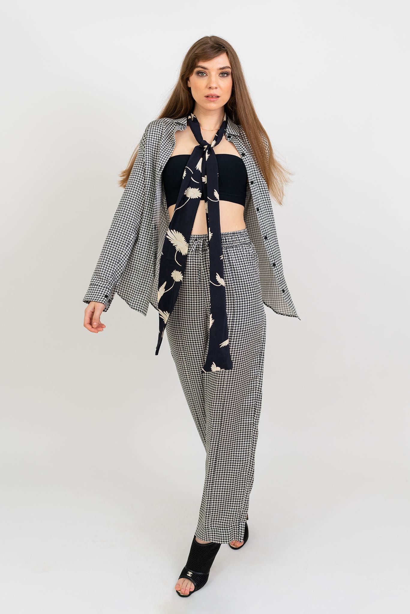 Camilla Pant | Soft Black and White Houndstooth